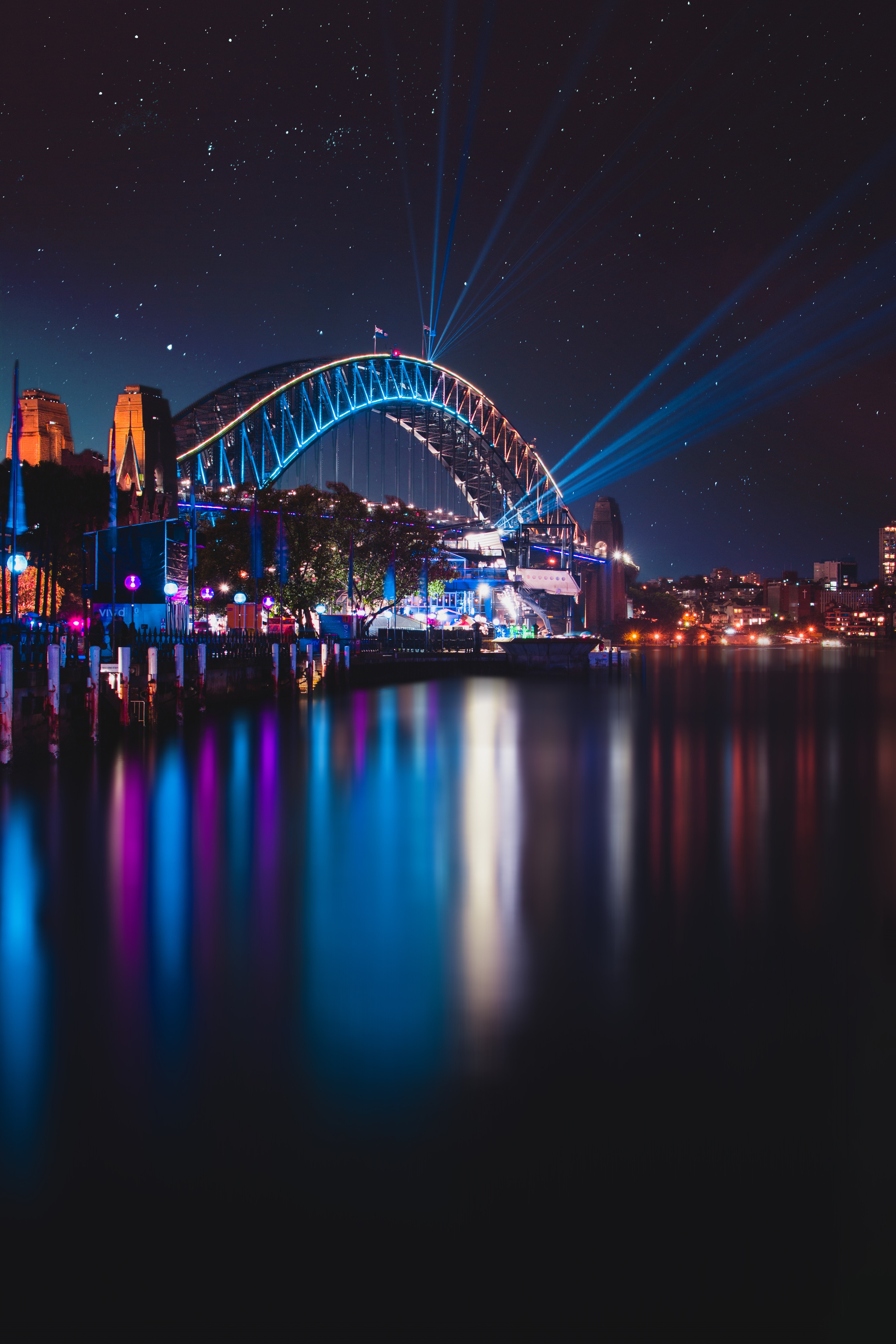 australia, city lights, sydney, bridge, harbour bridge, cities, night city, harbor bridge