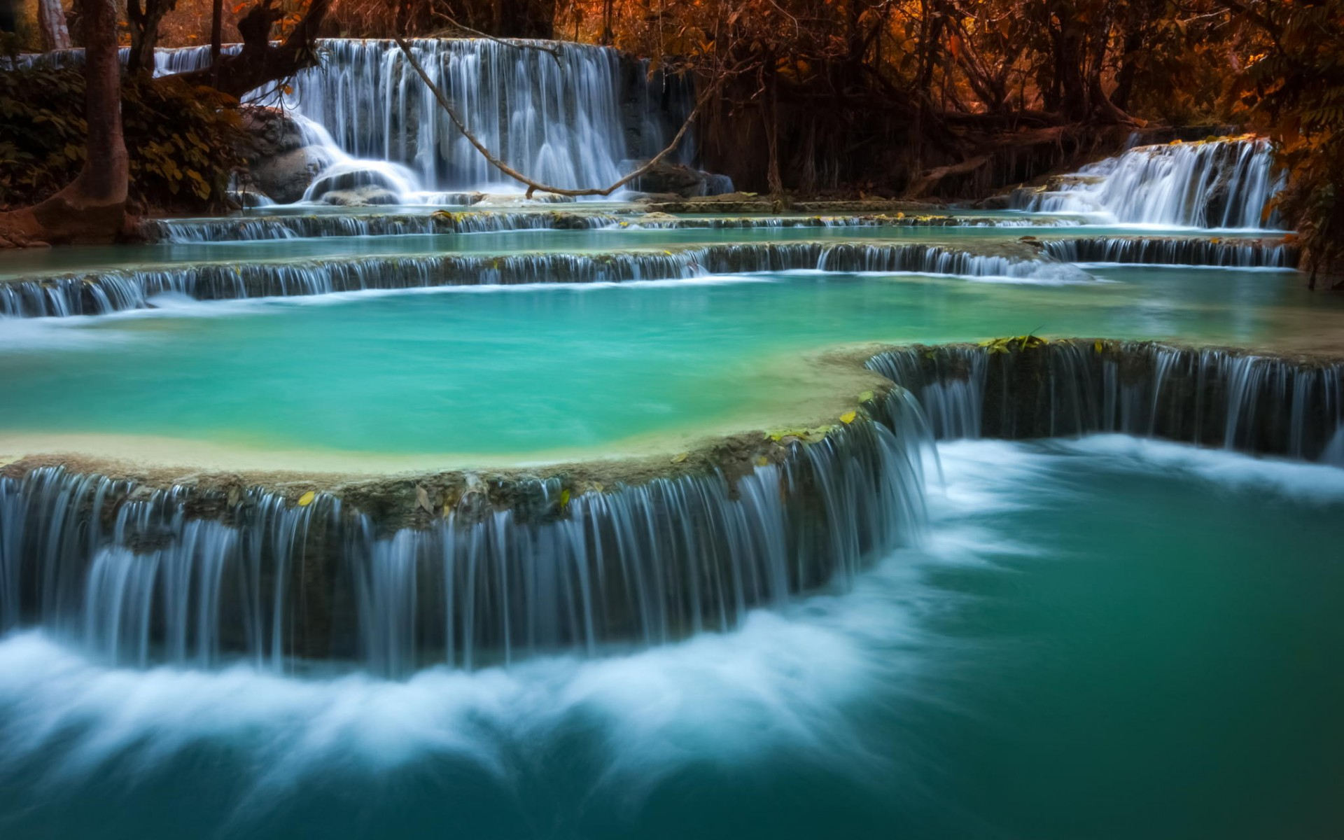 earth, erawan waterfall, erawan national park, thailand, waterfall, waterfalls