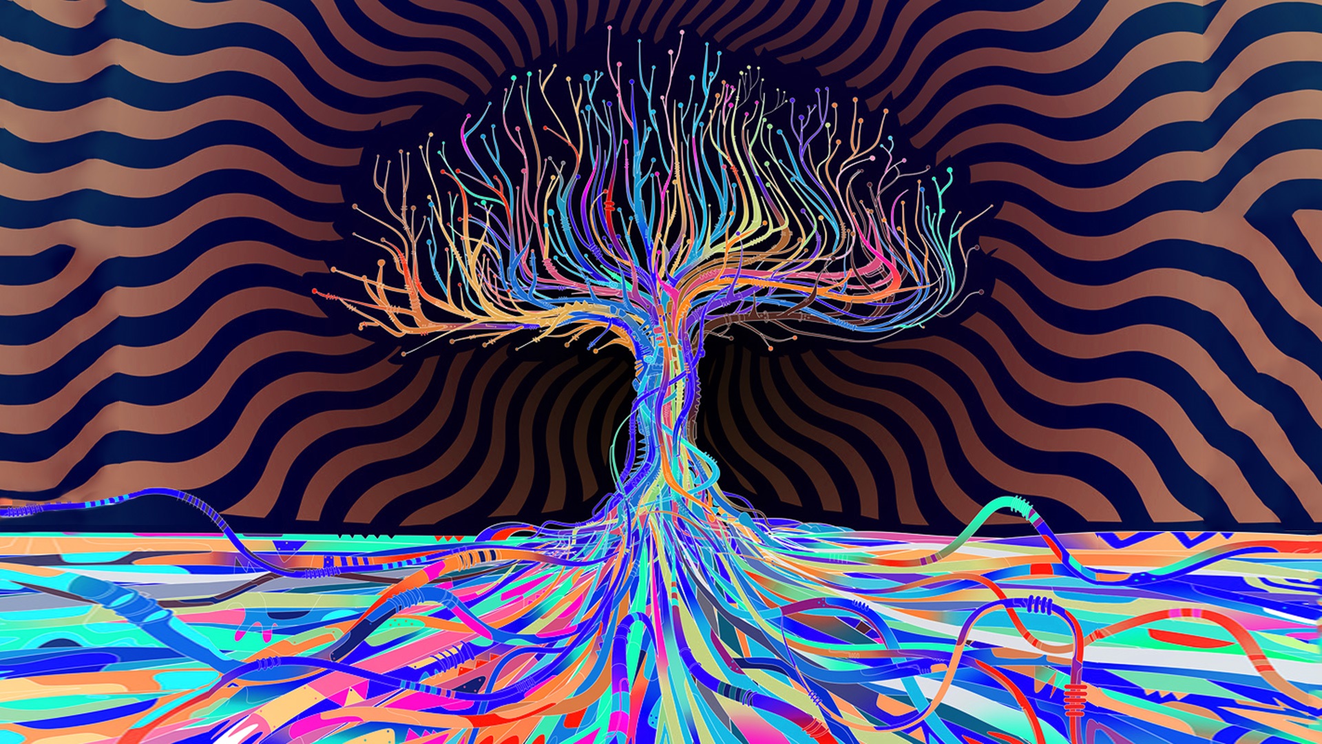 Laden Sie das Baum, Farben, Bunt, Künstlerisch-Bild kostenlos auf Ihren PC-Desktop herunter