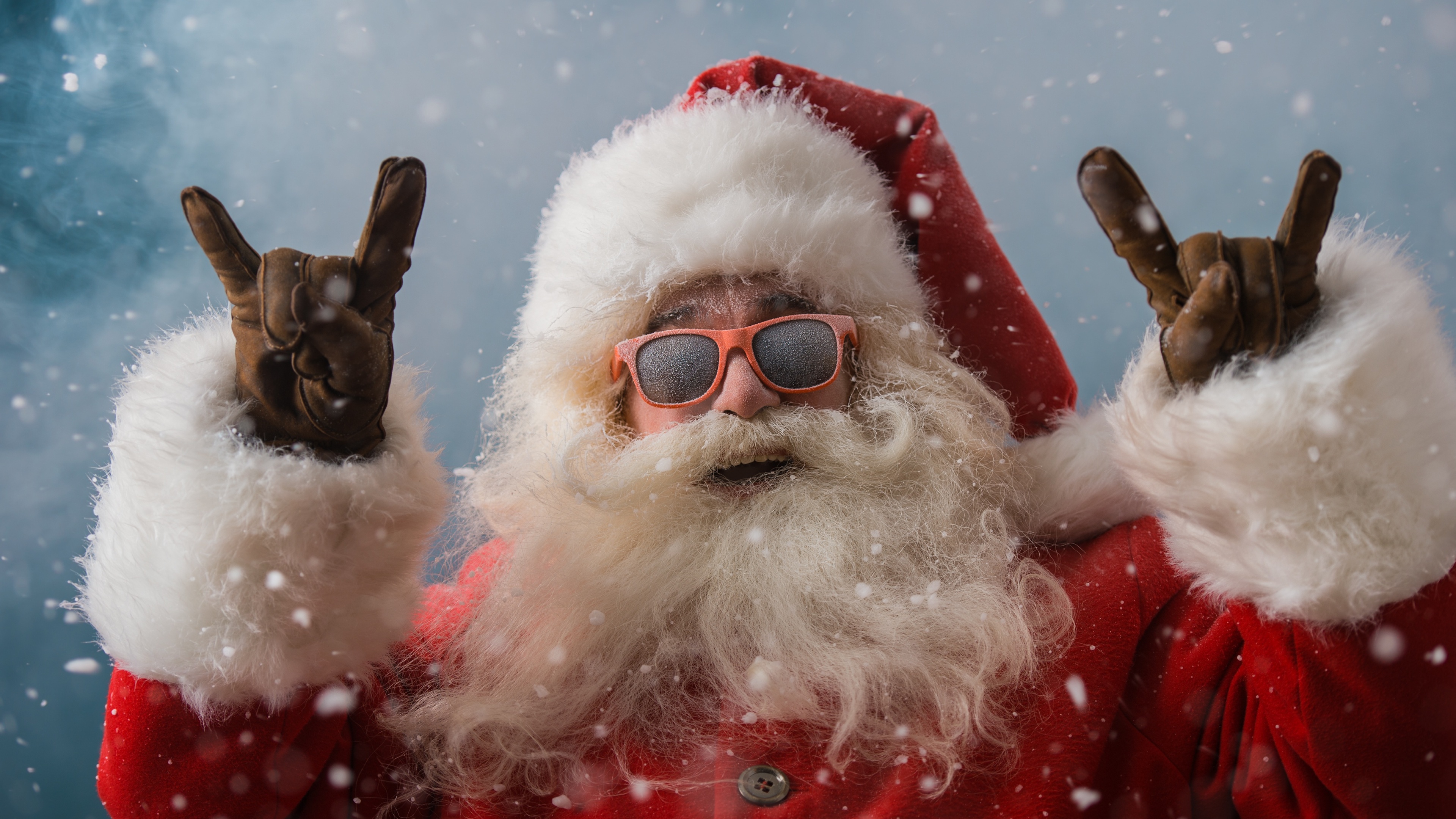 Скачати мобільні шпалери Різдво, Свято, Борода, Санта, Сонцезахисні Окуляри безкоштовно.