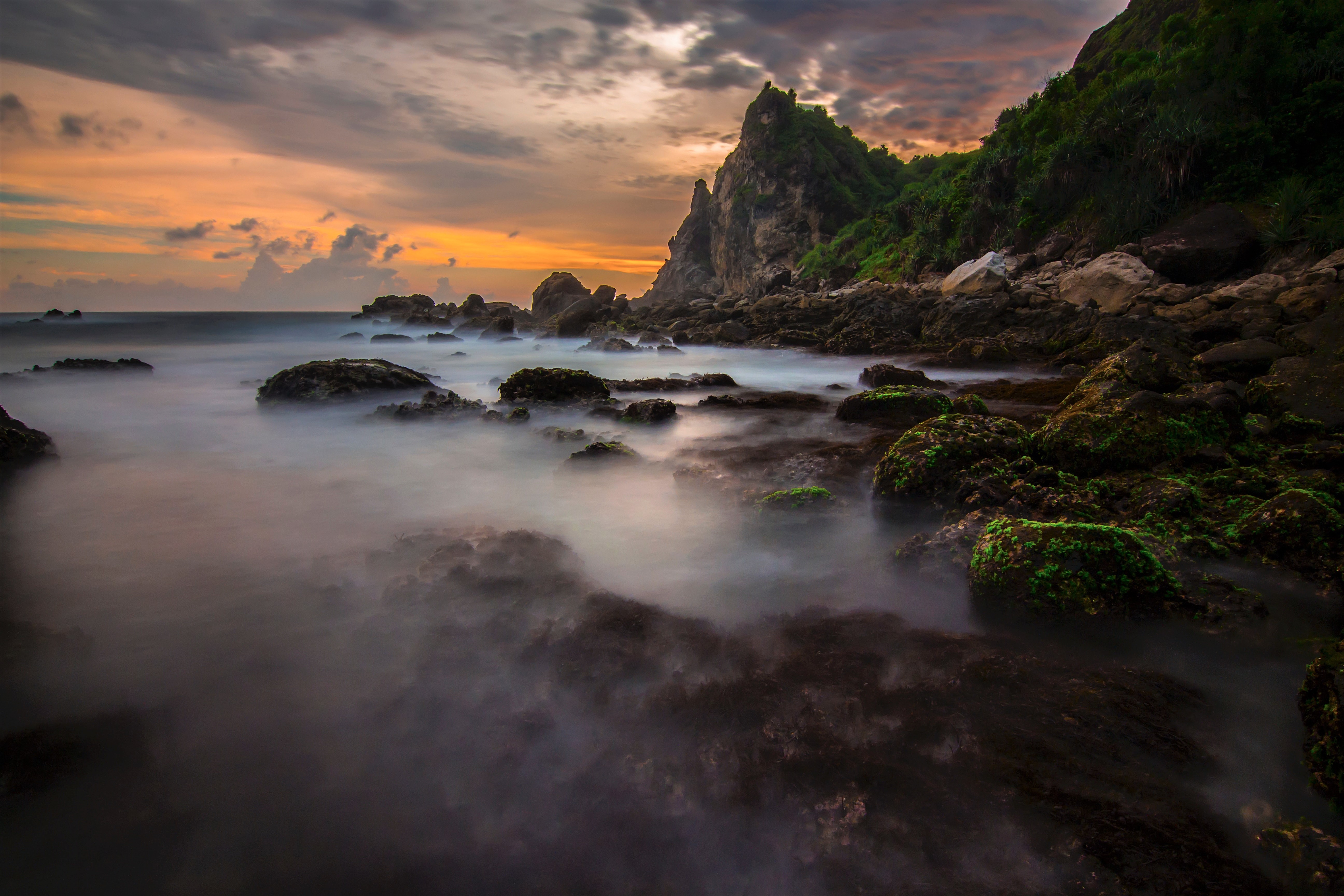 Free download wallpaper Sunset, Sea, Horizon, Coast, Ocean, Earth, Cloud, Coastline on your PC desktop