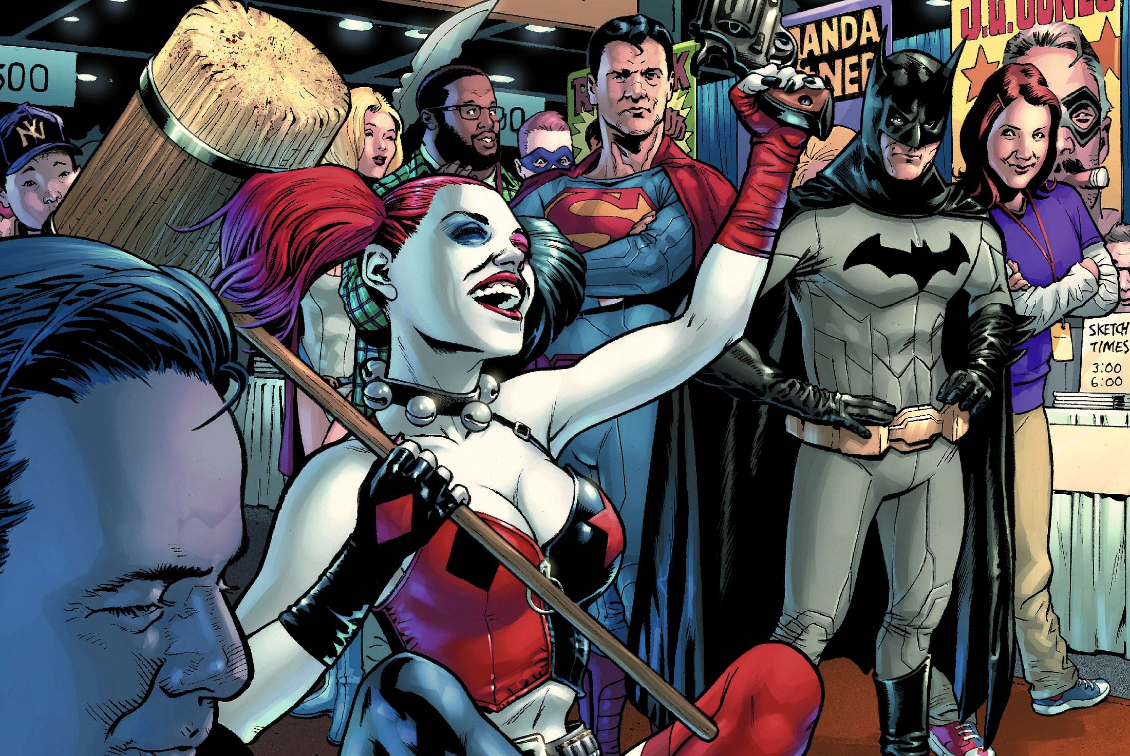 Descarga gratuita de fondo de pantalla para móvil de Superhombre, Historietas, Harley Quinn, Dc Comics, Hombre Murciélago.
