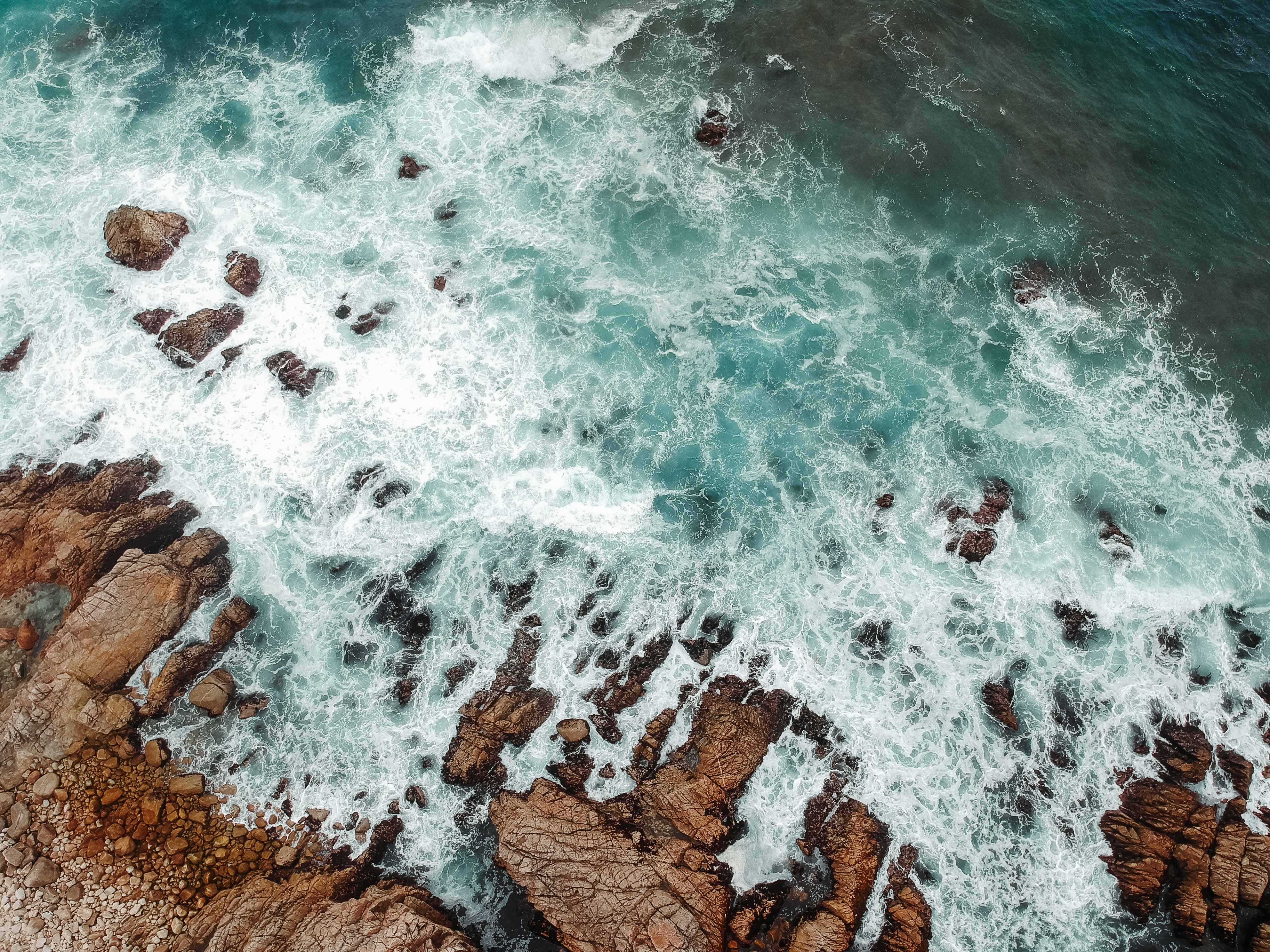 rocks, view from above, nature, stones, sea, foam HD wallpaper