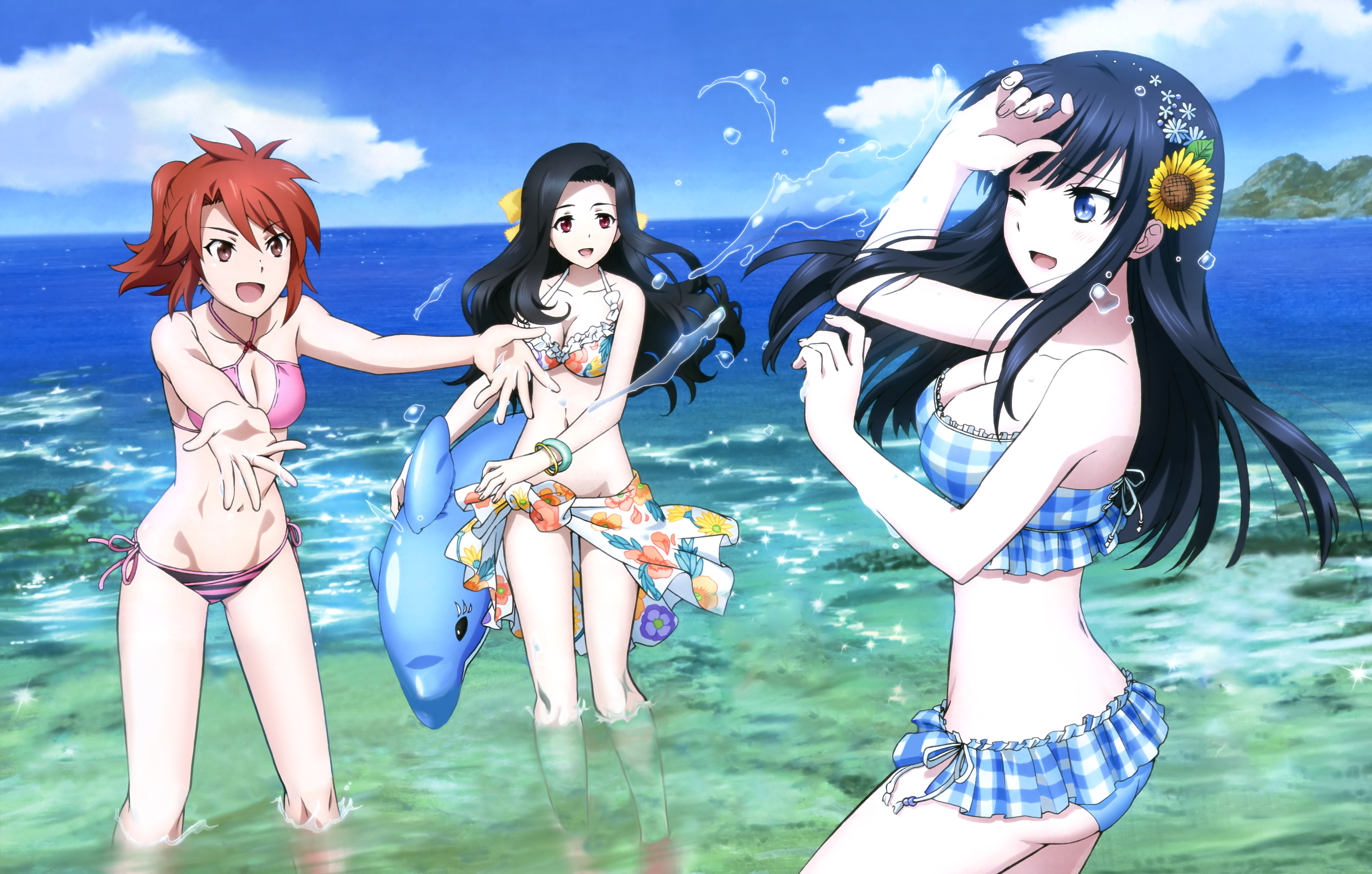 850203 descargar fondo de pantalla animado, mahouka koukou no rettousei, bikini, erika chiba, saegusa mayumi, shiba miyuki: protectores de pantalla e imágenes gratis
