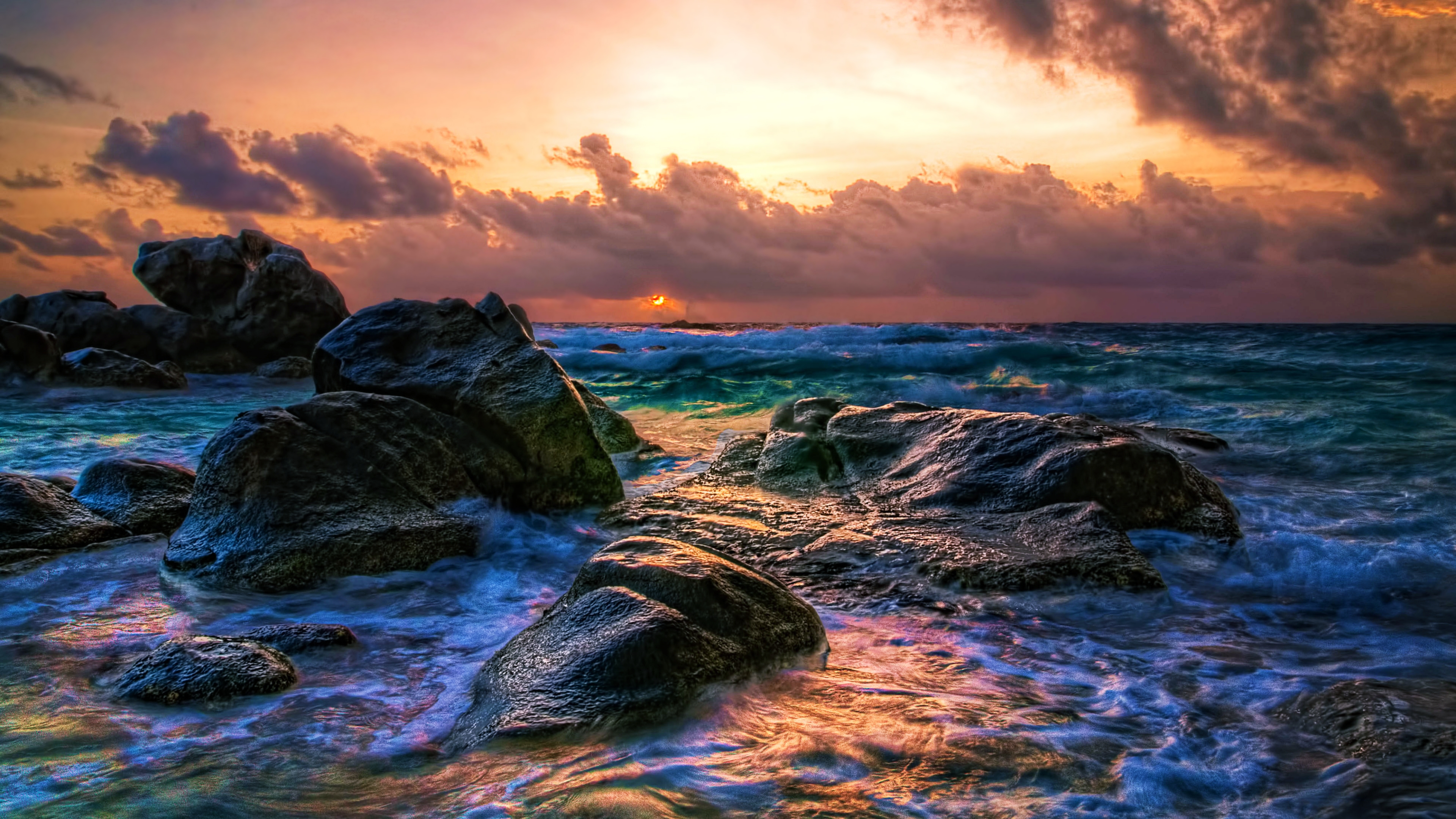 Laden Sie das Strand, Ozean, Sonnenaufgang, Wolke, Welle, Meer, Erde/natur-Bild kostenlos auf Ihren PC-Desktop herunter