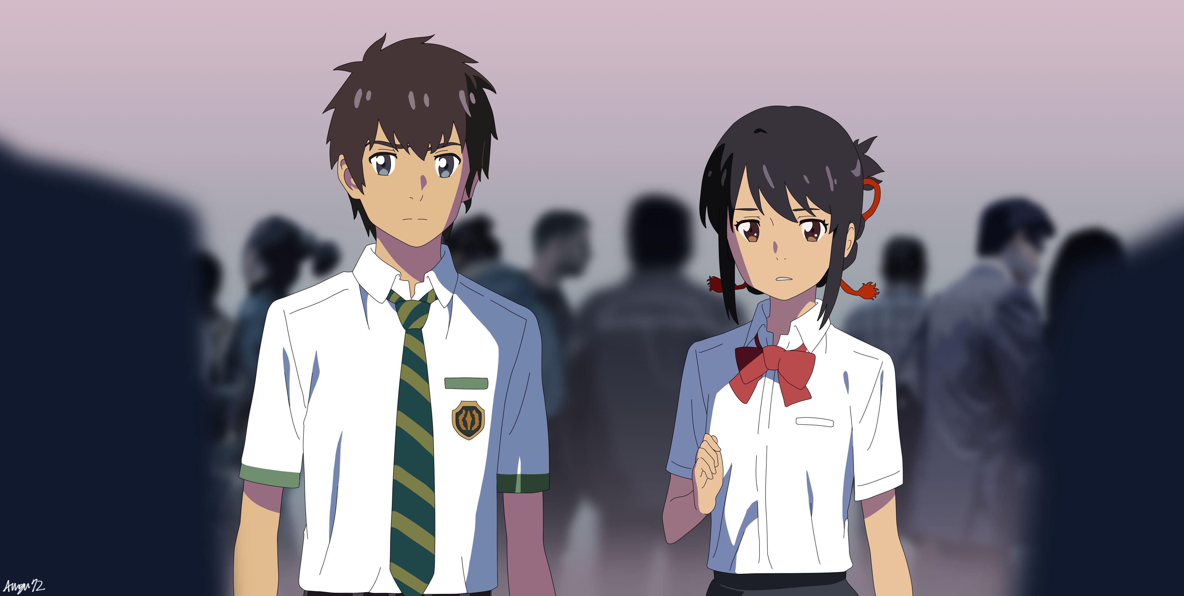 Download mobile wallpaper Anime, Your Name, Mitsuha Miyamizu, Taki Tachibana for free.