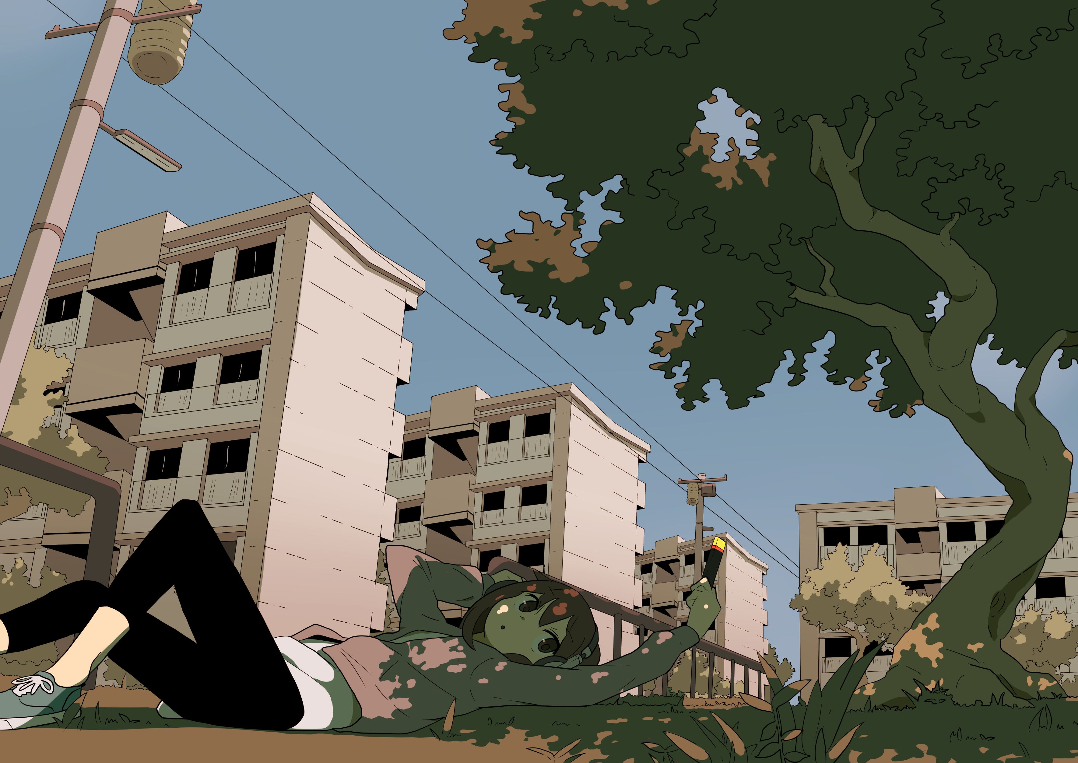 Free download wallpaper Anime, Sky, Building, Town, Original on your PC desktop