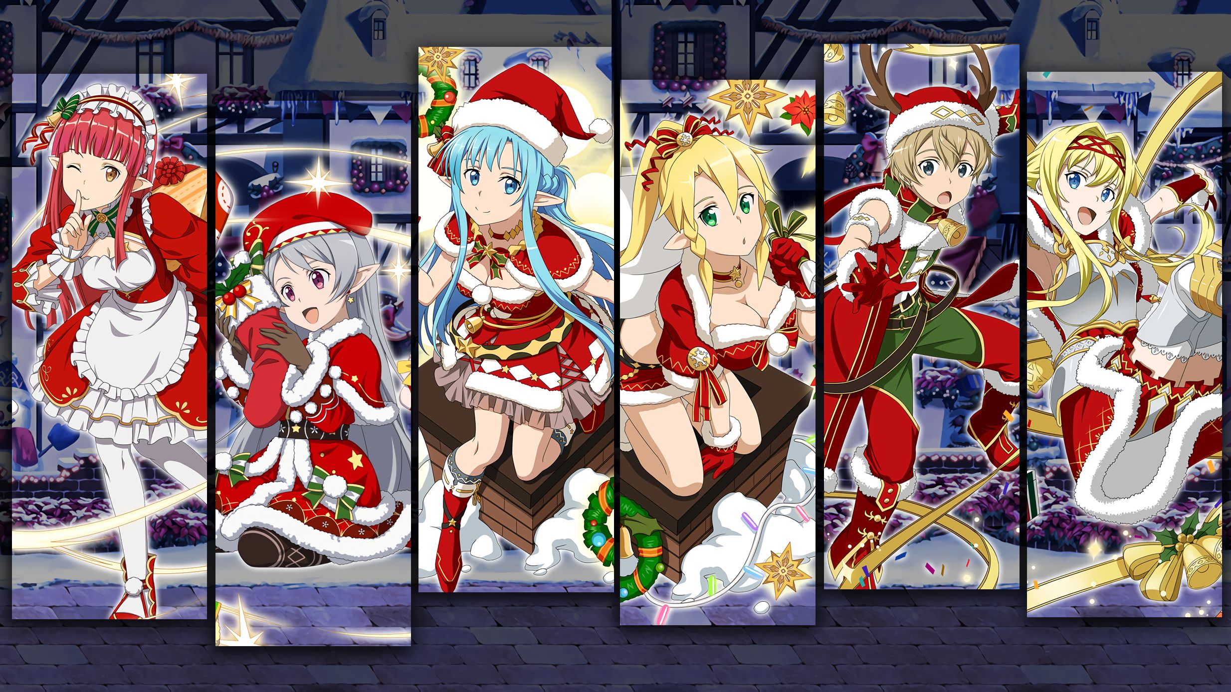 Download mobile wallpaper Anime, Sword Art Online, Christmas, Asuna Yuuki, Leafa (Sword Art Online), Alice Zuberg, Eugeo (Sword Art Online), Sword Art Online: Memory Defrag for free.