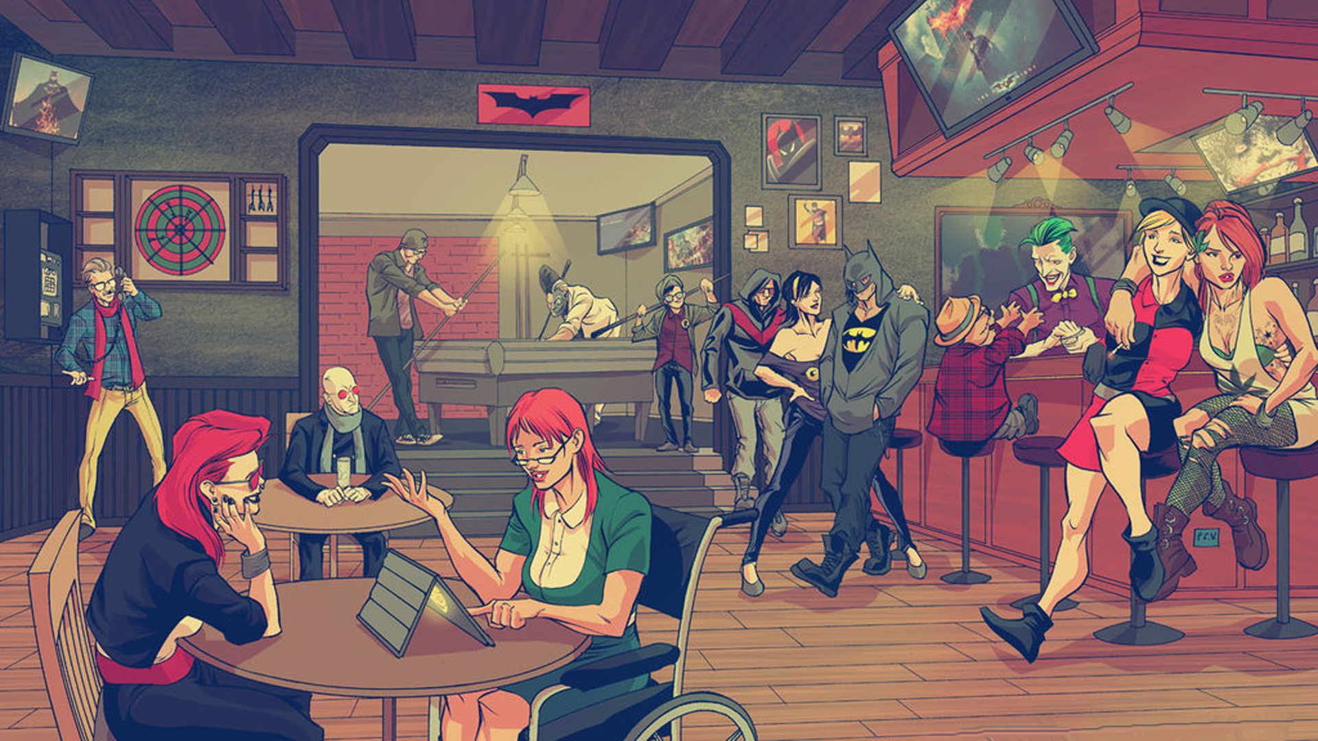 Завантажити шпалери безкоштовно Бетмен, Джокер, Комікси, Харлі Квінн, Отруйний Плющ картинка на робочий стіл ПК