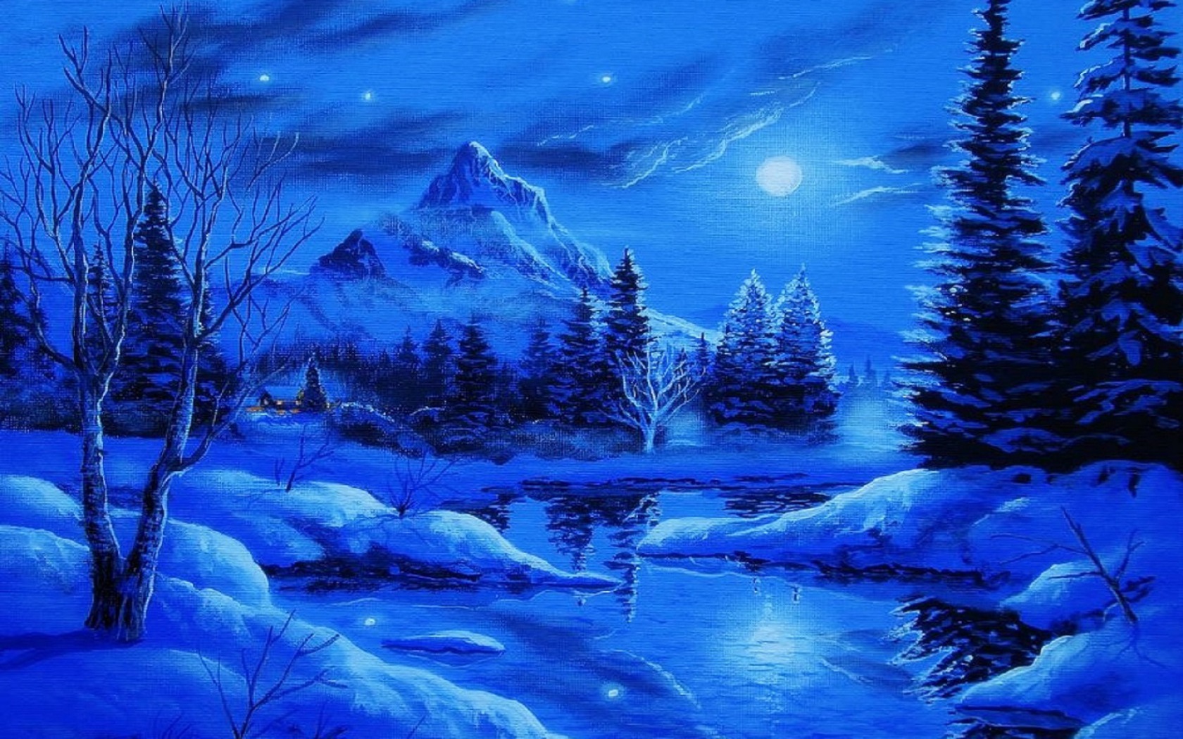 Скачать картинку Пейзаж, Зима, Снег, Картина, Художественные в телефон бесплатно.