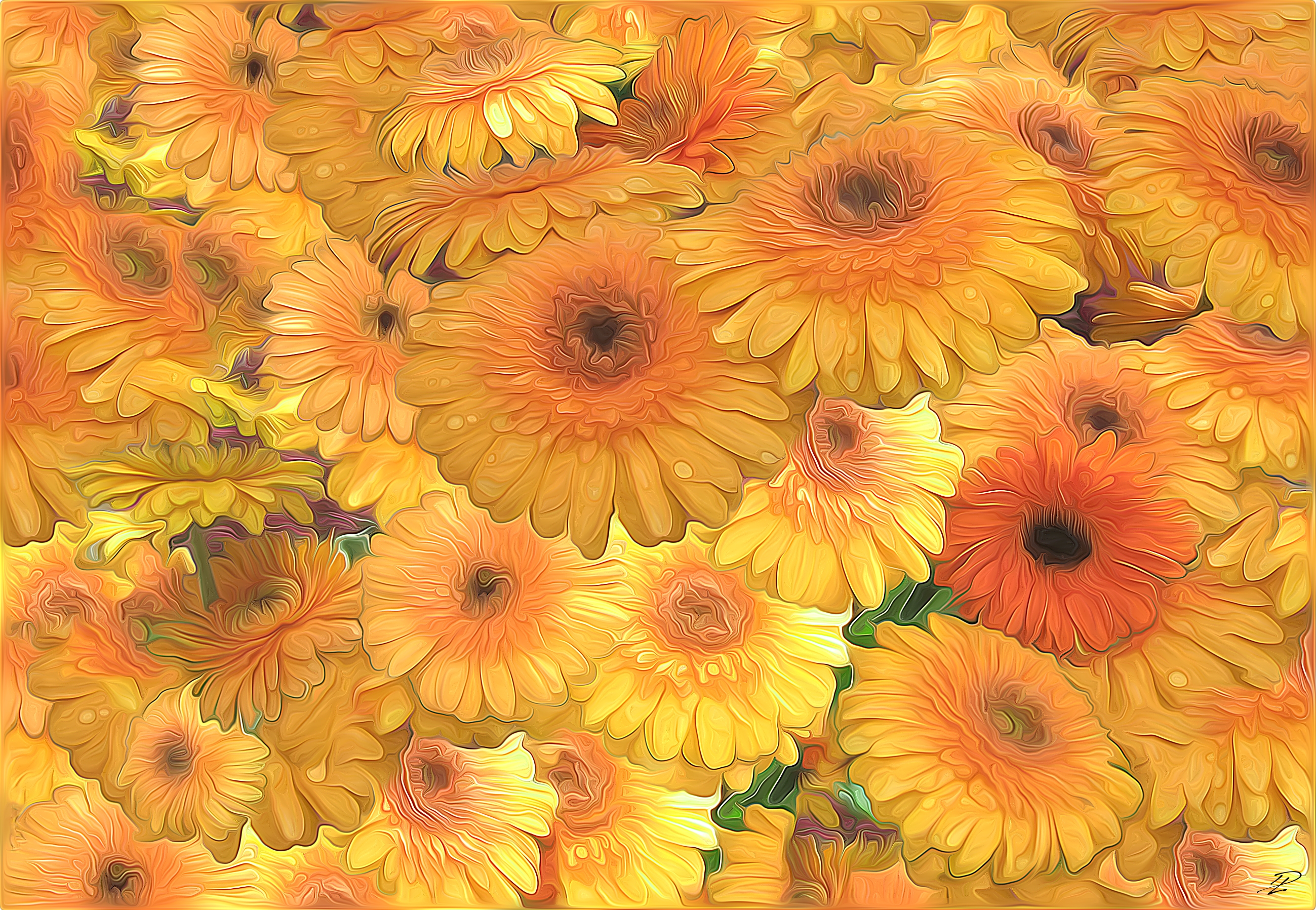 Handy-Wallpaper Blume, Malerei, Sonnenblume, Gelbe Blume, Künstlerisch kostenlos herunterladen.
