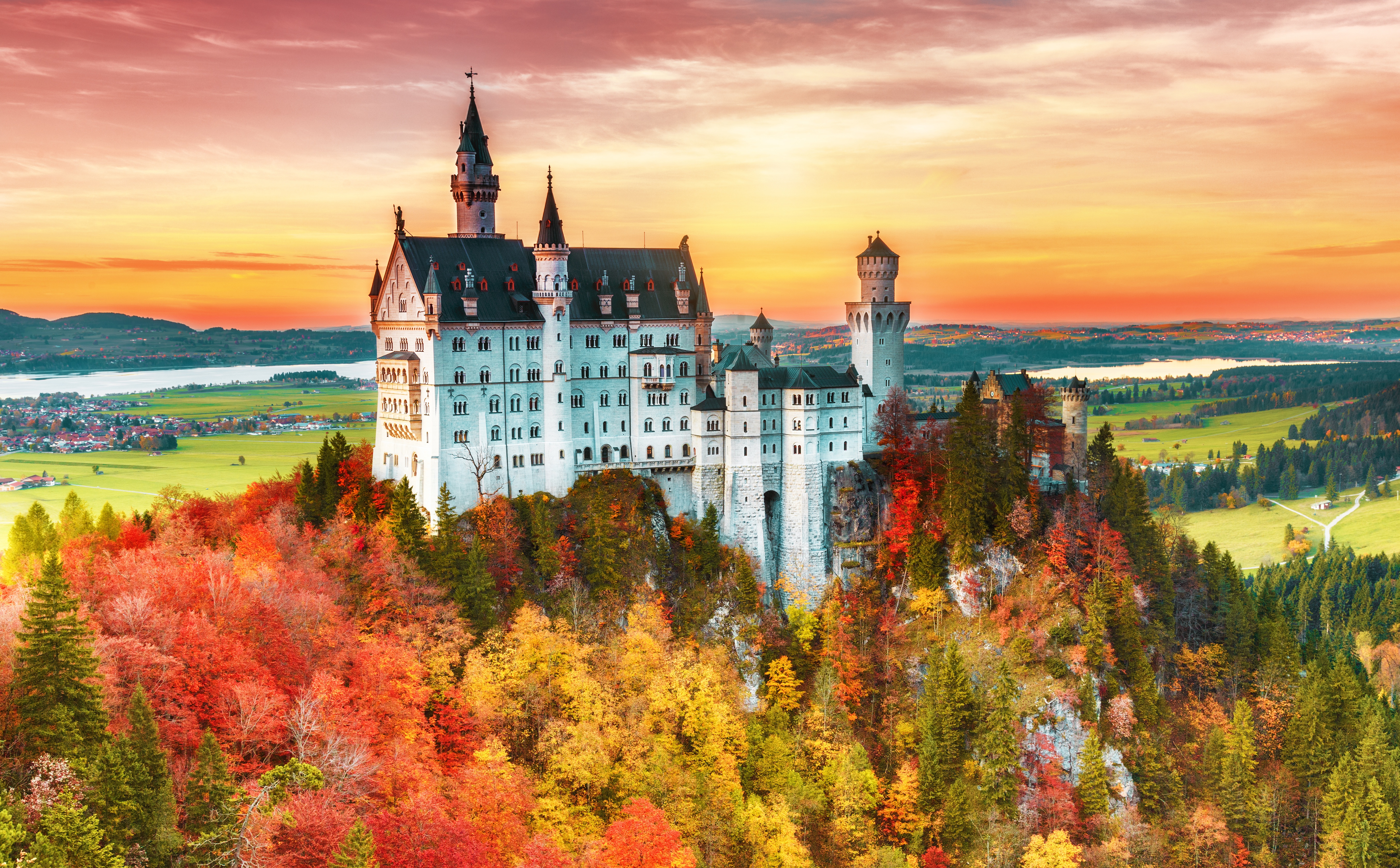 PCデスクトップに城, ドイツ, ノイシュヴァンシュタイン城, マンメイド画像を無料でダウンロード
