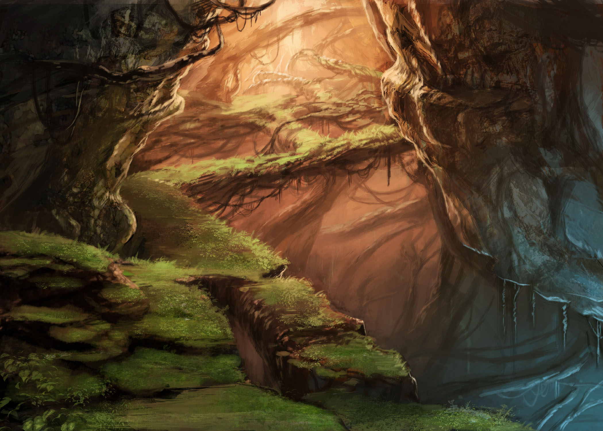 Free download wallpaper Anime, Fantasy, Forest, Original on your PC desktop