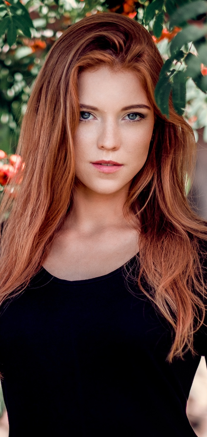 Download mobile wallpaper Redhead, Model, Women, Blue Eyes for free.