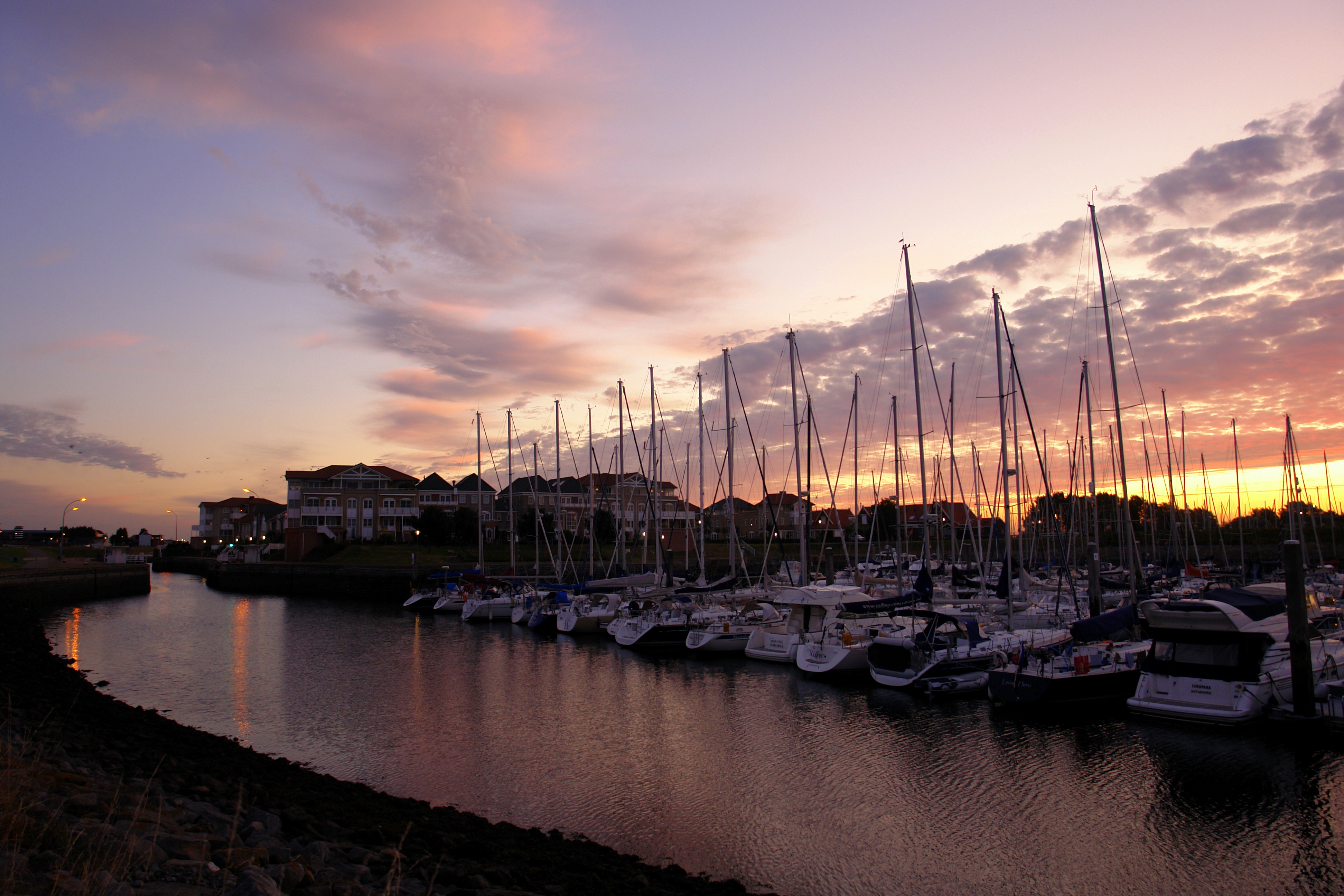 harbor, nature, twilight, boats, ripples, ripple, dusk, evening, wharf, berth HD wallpaper