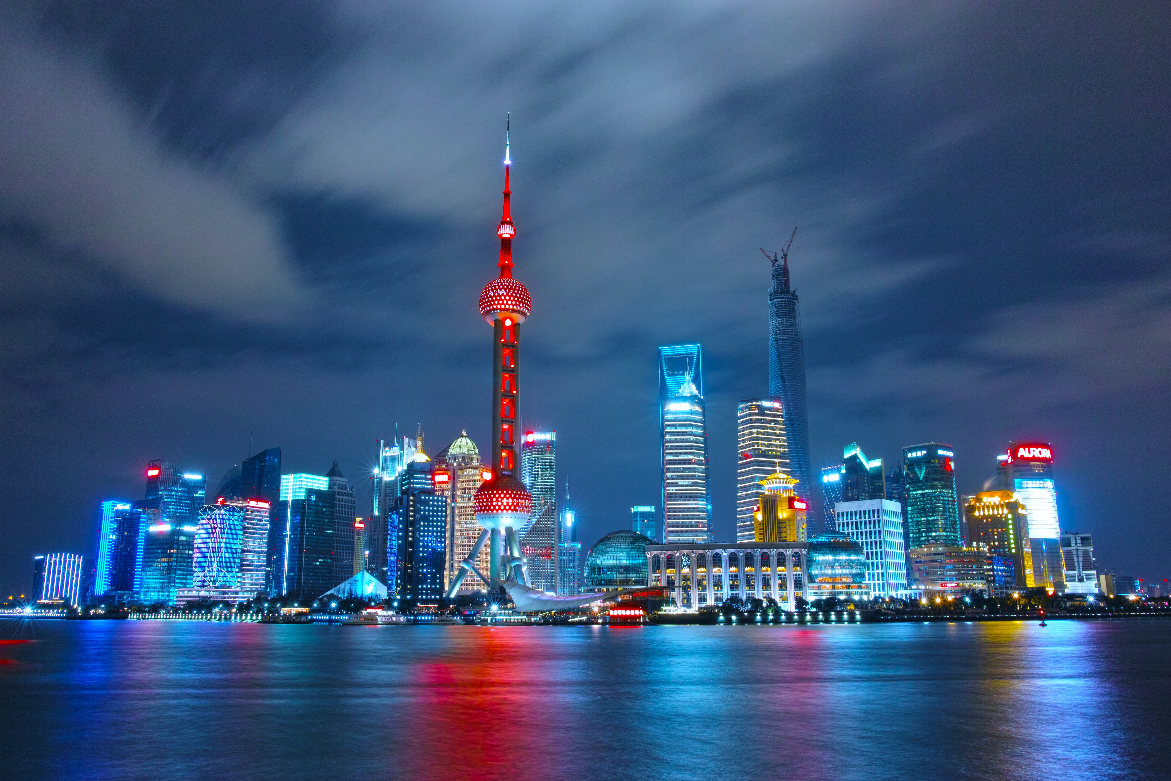 man made, shanghai, city, night, oriental pearl tower, skyline, skyscraper, cities UHD
