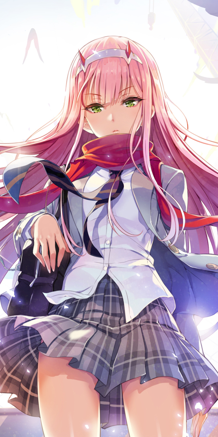 Скачать картинку Аниме, Длинные Волосы, Милый Во Франксе, Zero Two (Дорогая В Franxx) в телефон бесплатно.