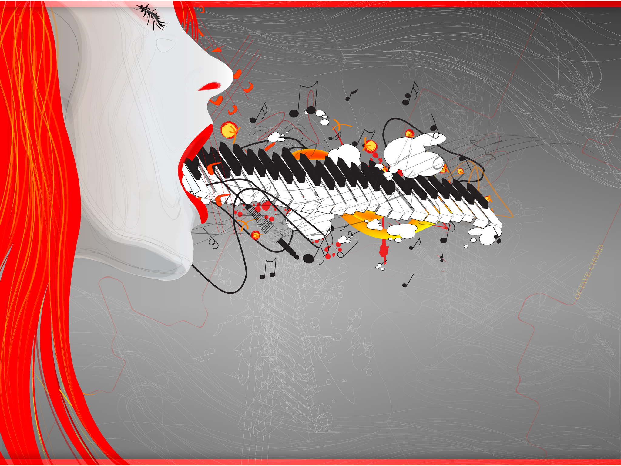 Free download wallpaper Piano, Vector, Artistic, Face on your PC desktop