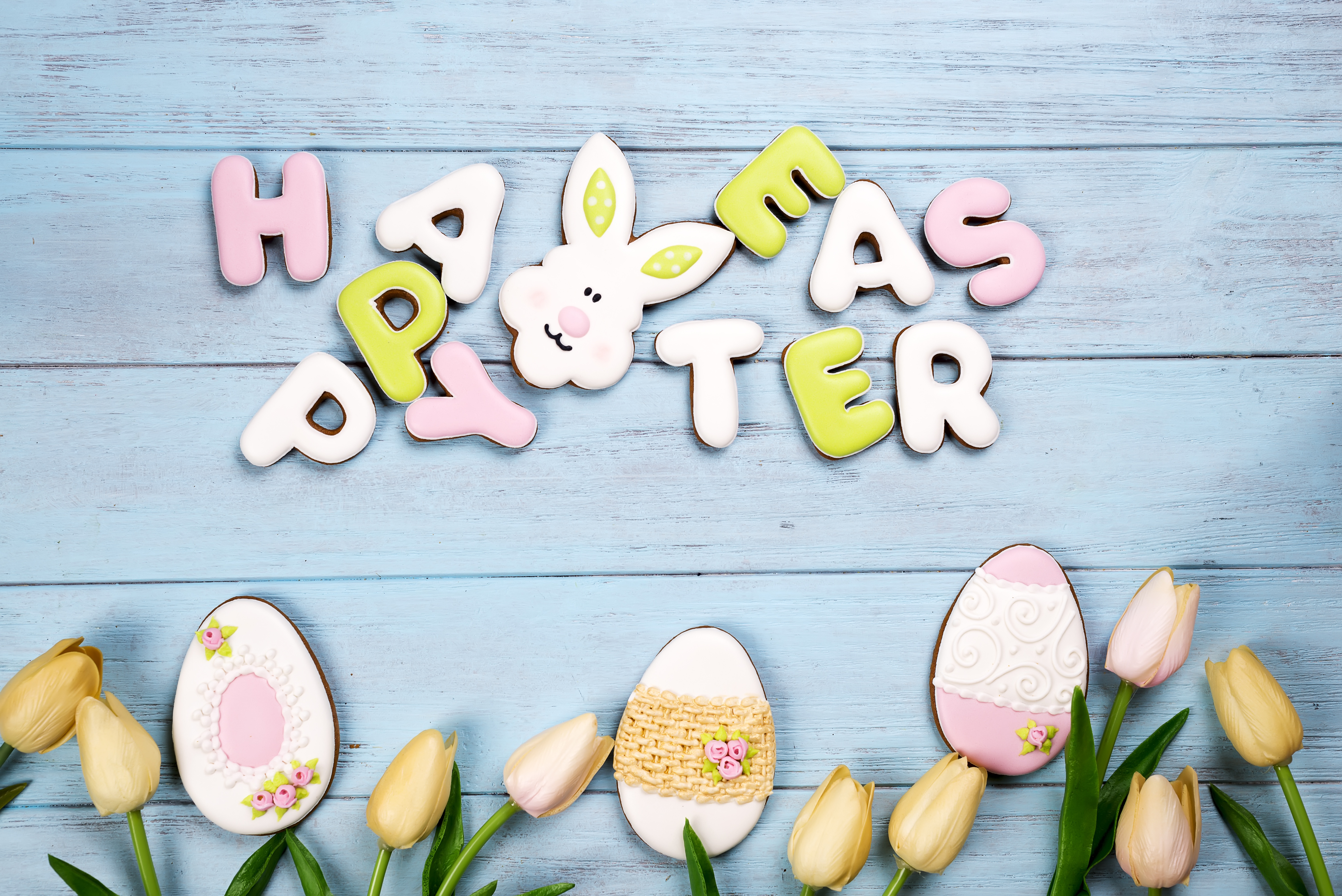 Download mobile wallpaper Easter, Still Life, Holiday, Tulip, Cookie, Happy Easter for free.