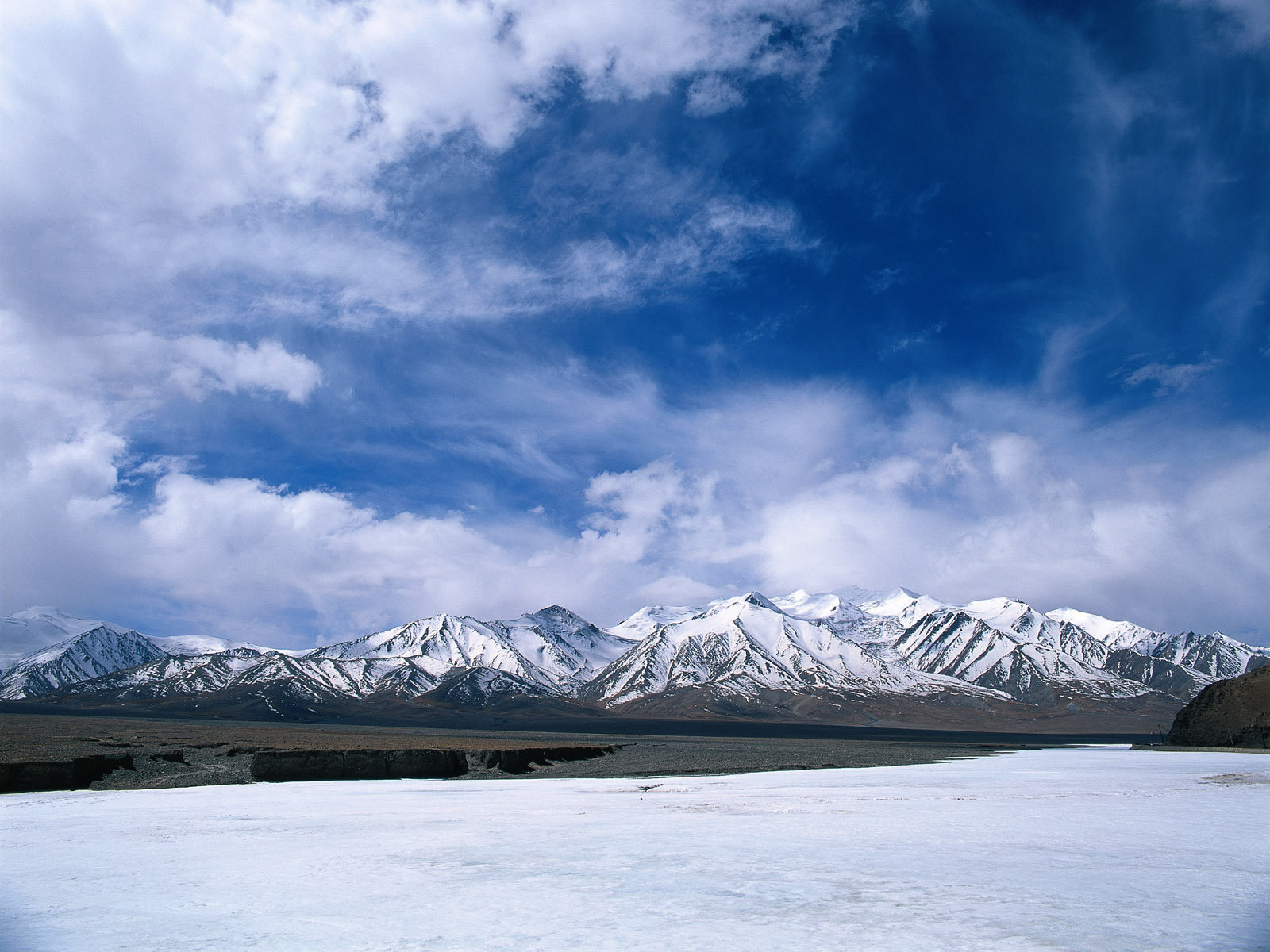 Free download wallpaper Landscape, Winter, Mountains, Clouds, Sky on your PC desktop