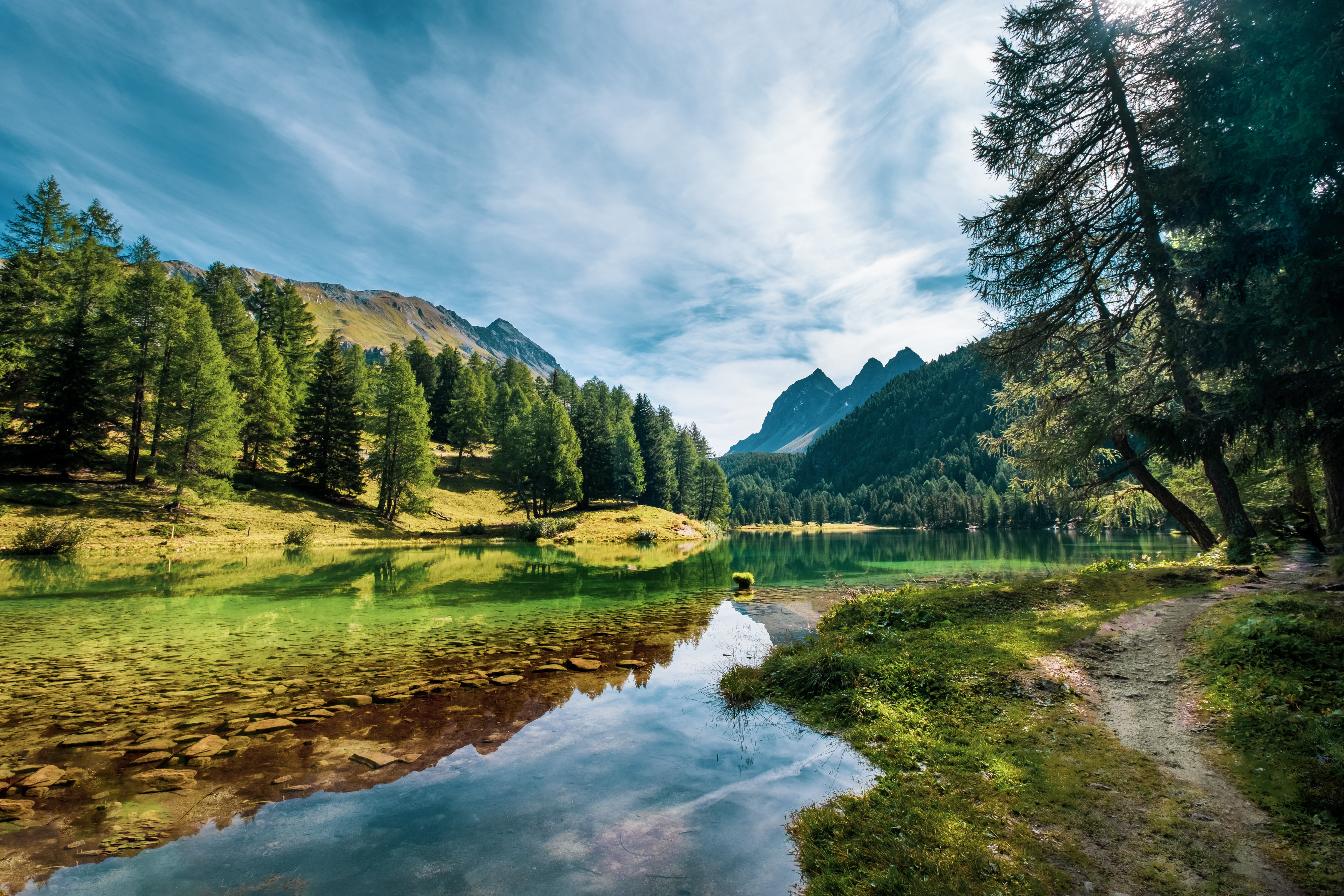 Free download wallpaper Lake, Spruce, Fir, Nature, Trees, Mountains, Water on your PC desktop