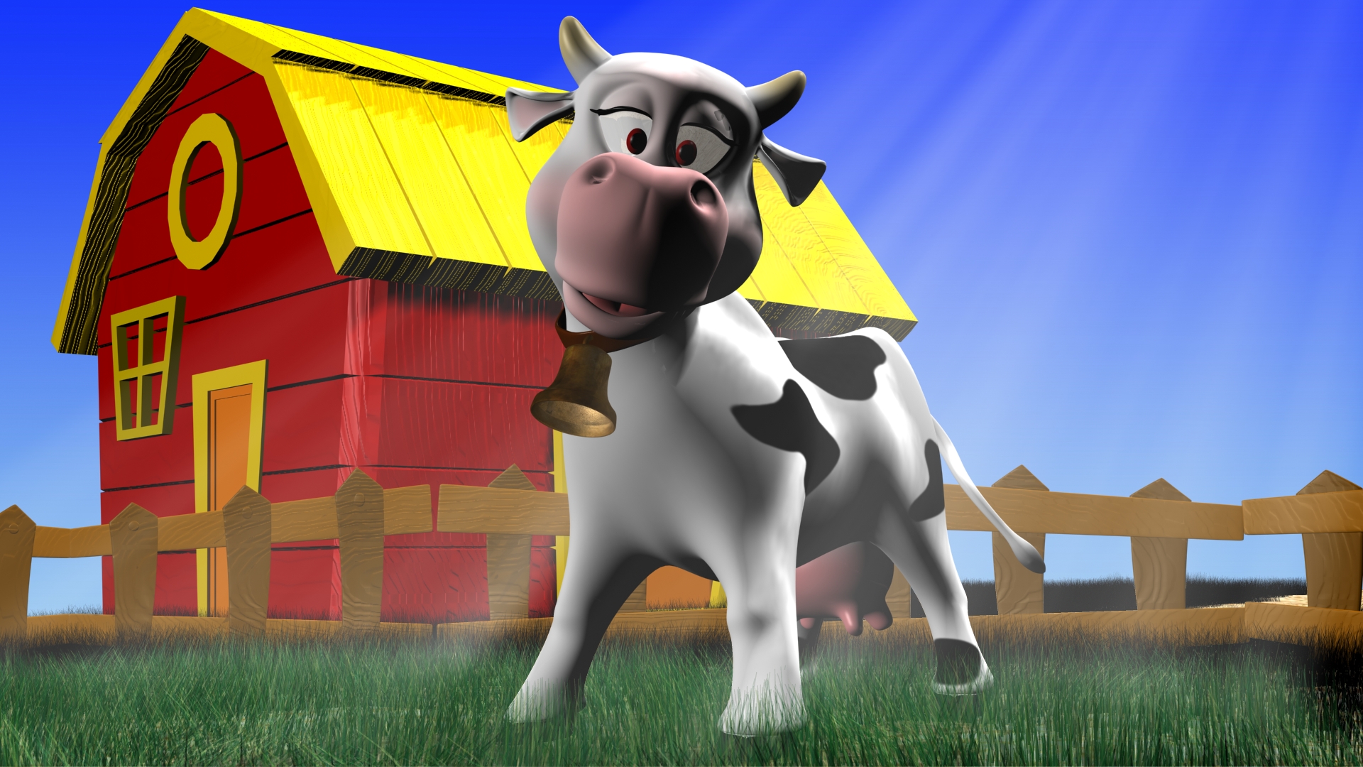 Download mobile wallpaper Cartoon, 3D, Artistic, Cow, 3D Art for free.