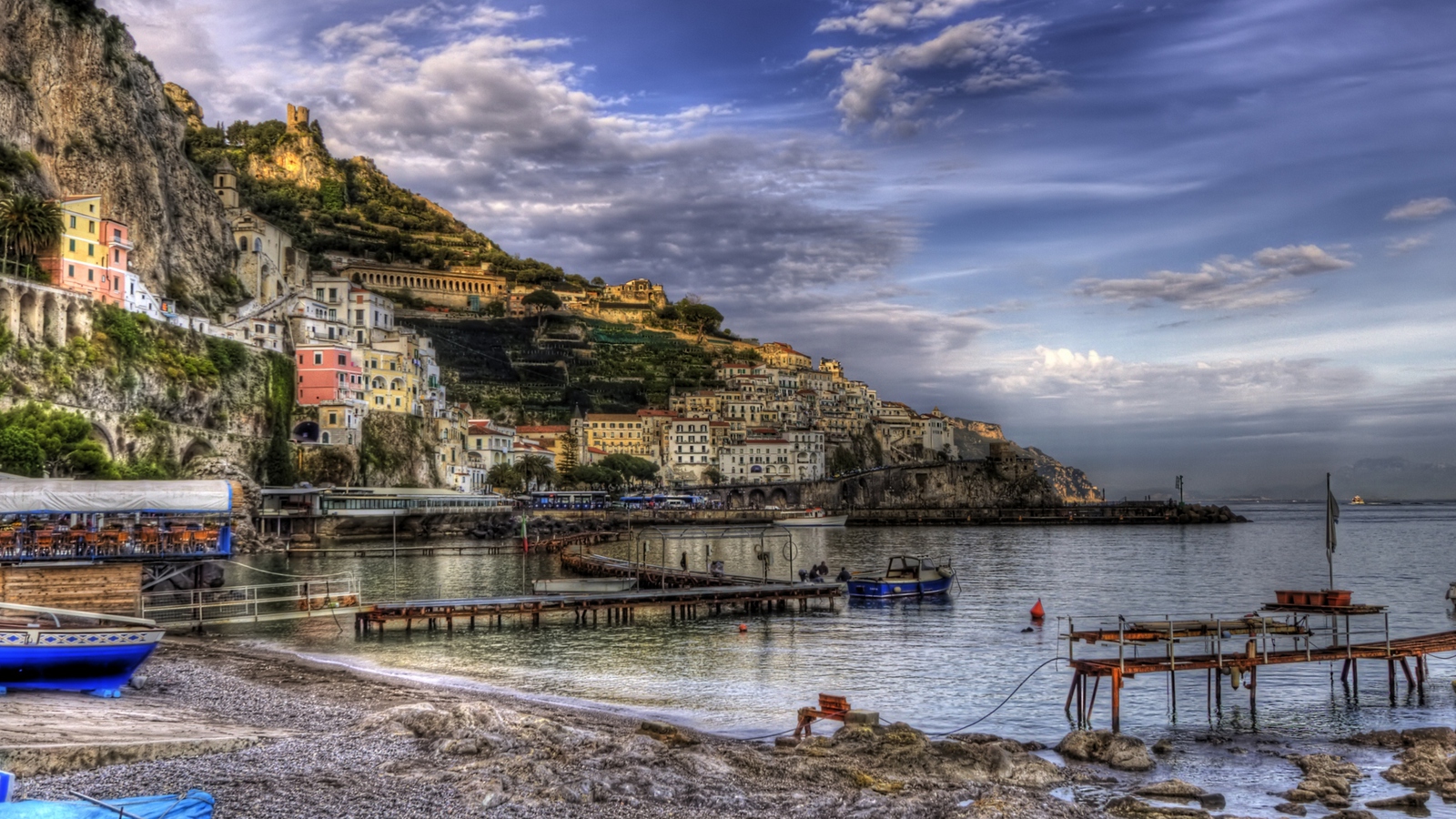 Free download wallpaper Italy, Building, Boat, Coastline, Photography on your PC desktop