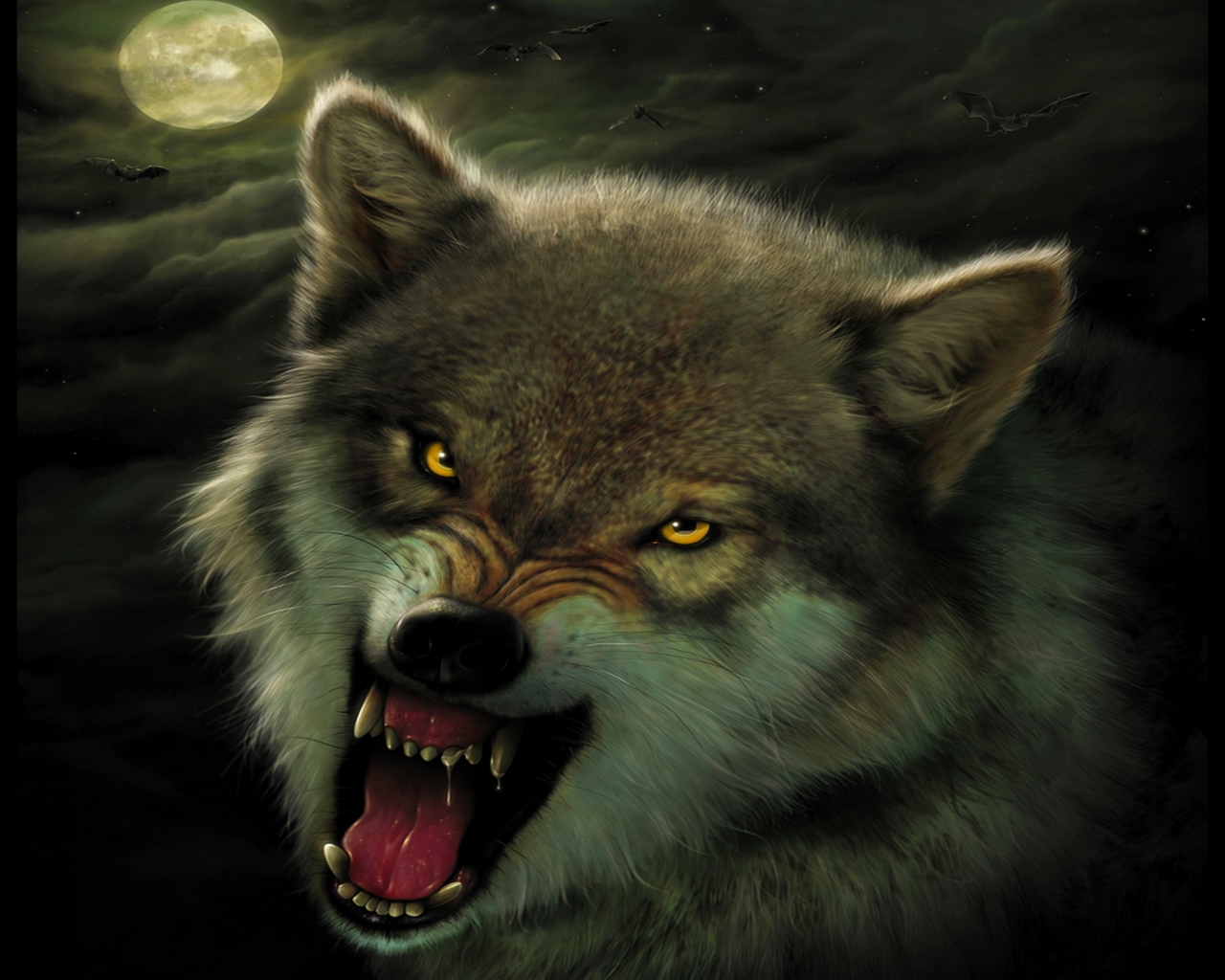Download mobile wallpaper Fantasy, Wolf, Yellow Eyes for free.