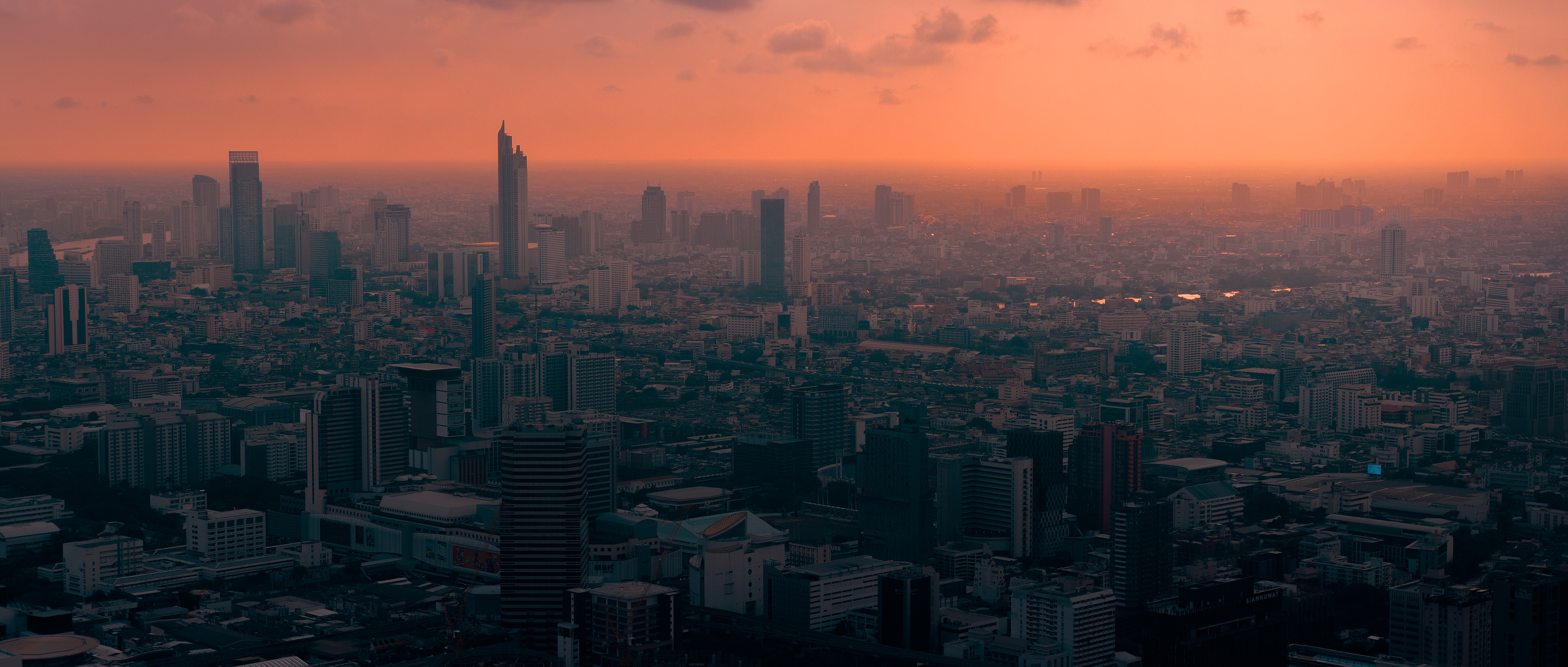 132627 скачать обои бангкок, город, города, вид сверху, туман, обзор - заставки и картинки бесплатно
