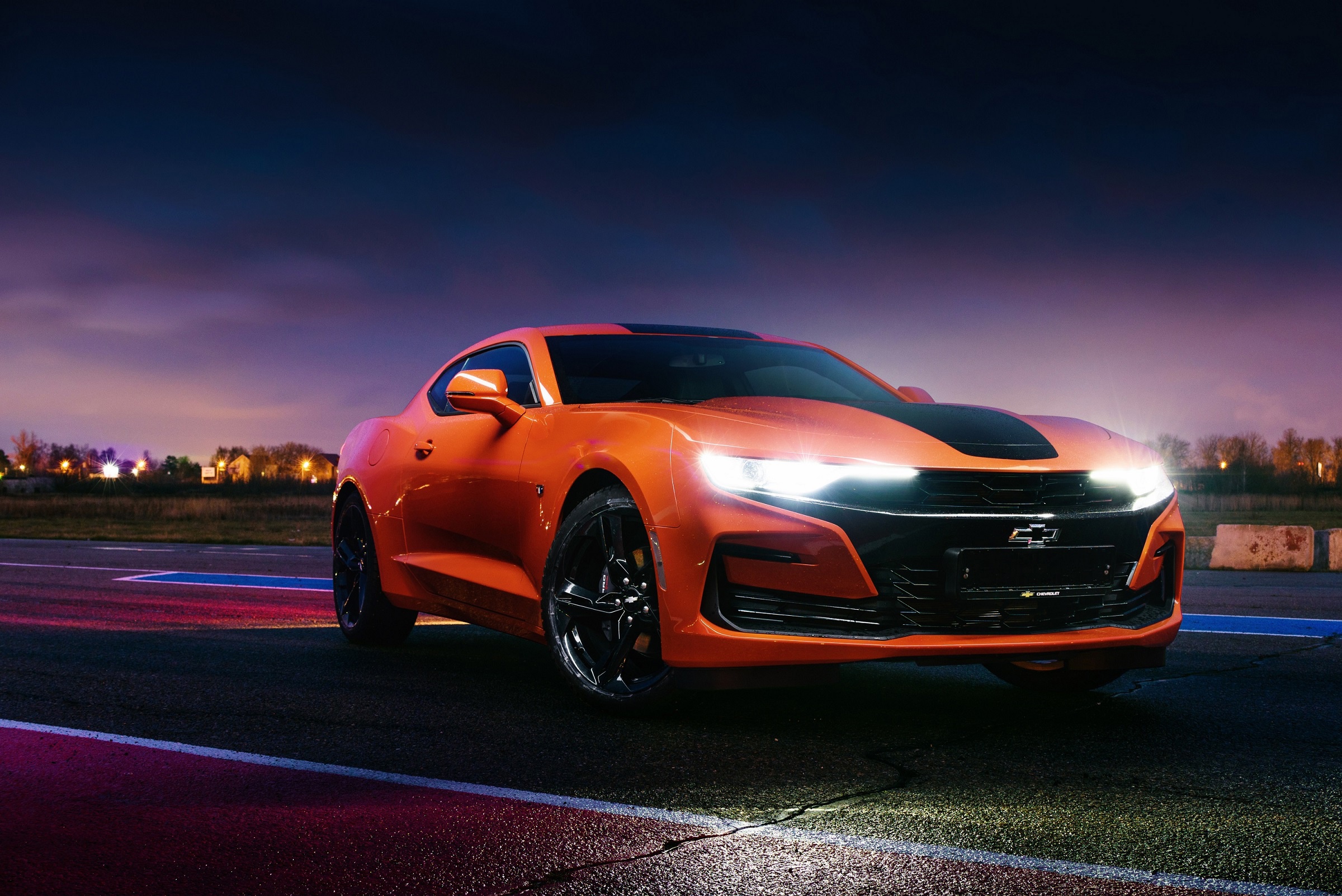 Download mobile wallpaper Chevrolet, Car, Chevrolet Camaro, Muscle Car, Vehicles, Orange Car for free.