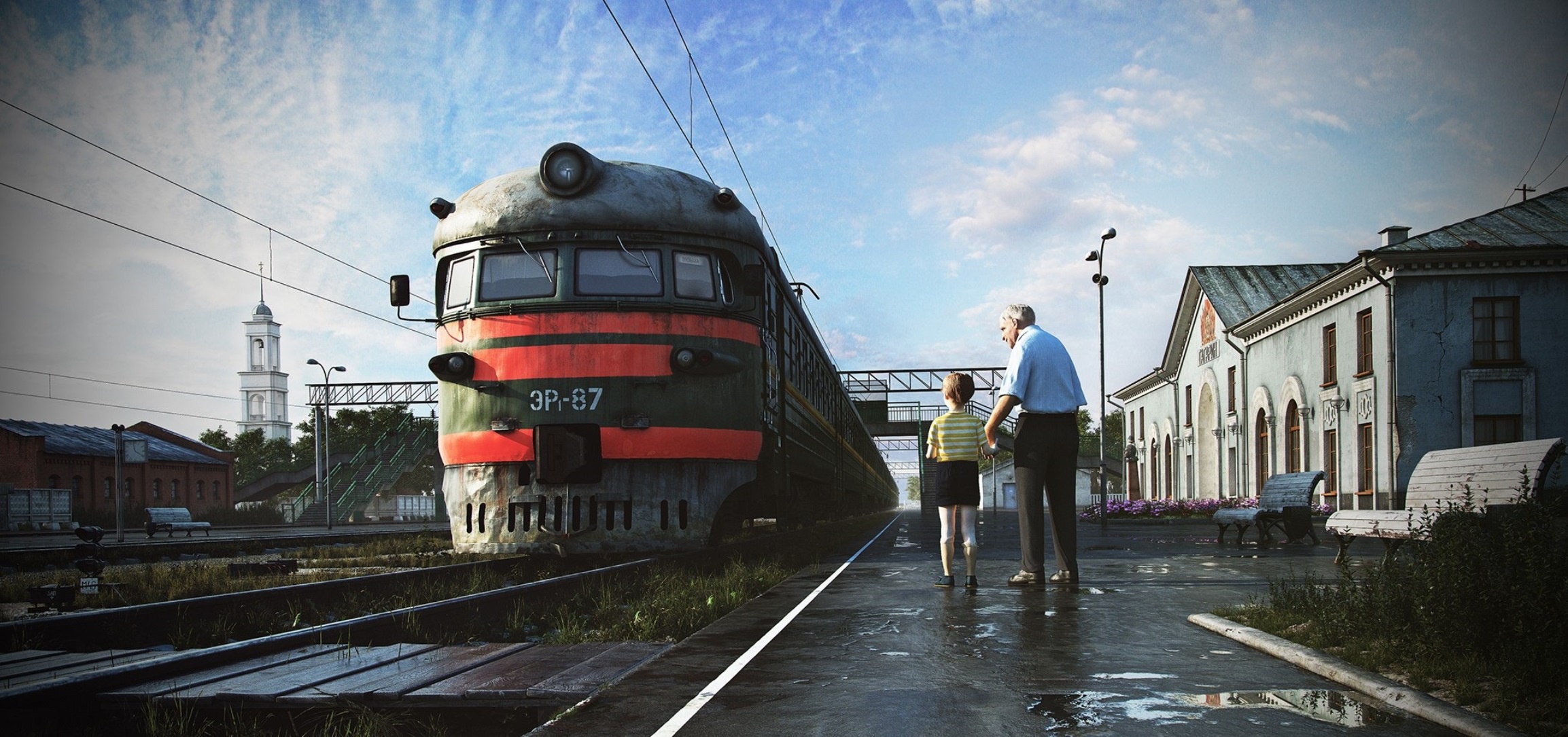 Download mobile wallpaper Artistic, Train, Train Station for free.