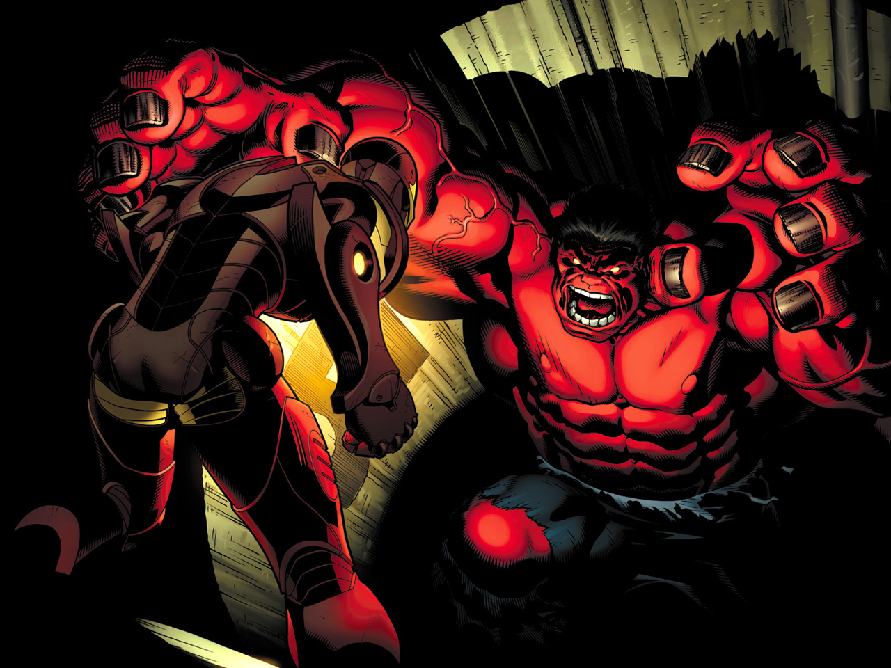 comics, red hulk, hulk, iron man