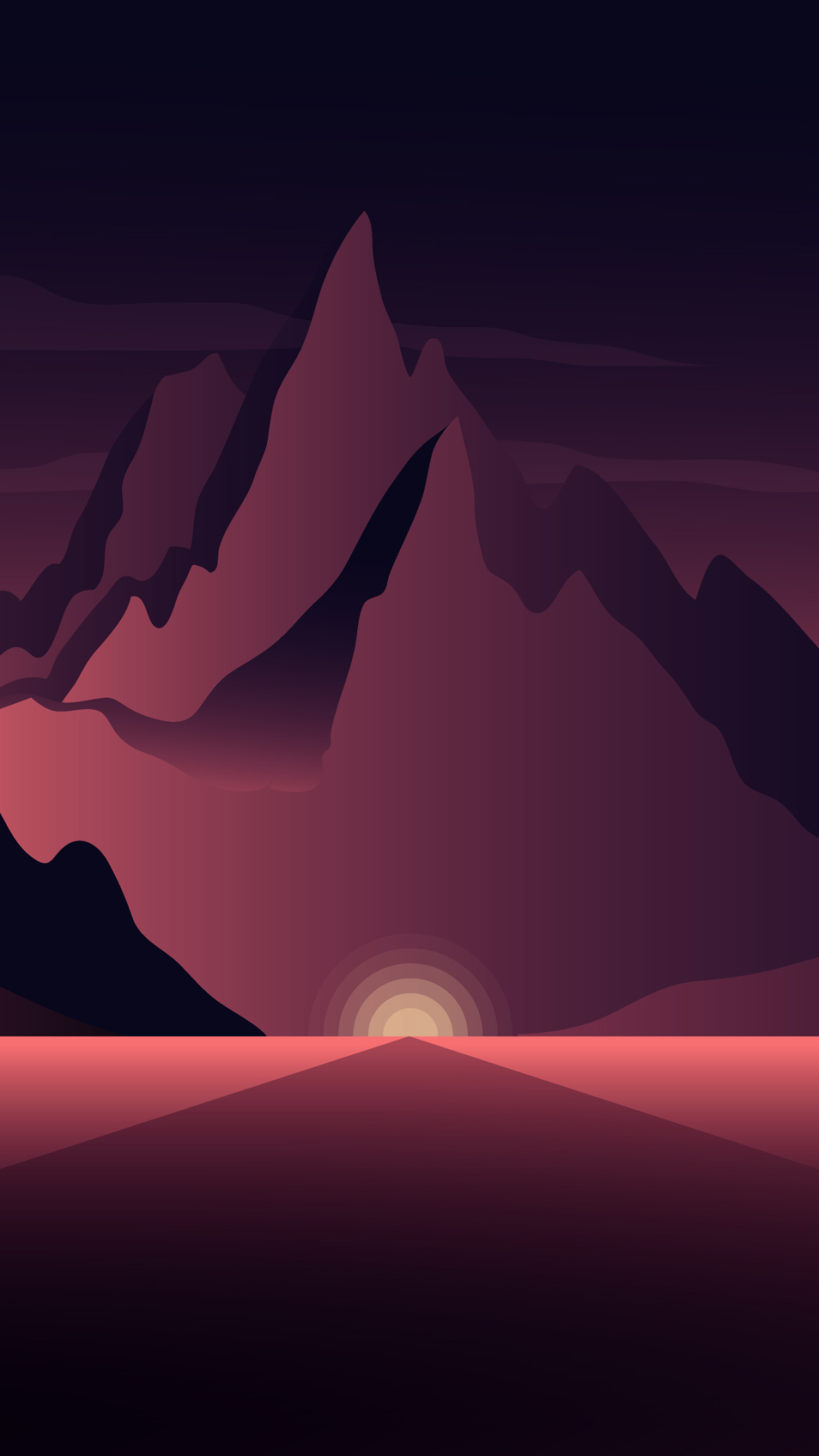 Download mobile wallpaper Landscape, Horizon, Mountain, Purple, Artistic for free.