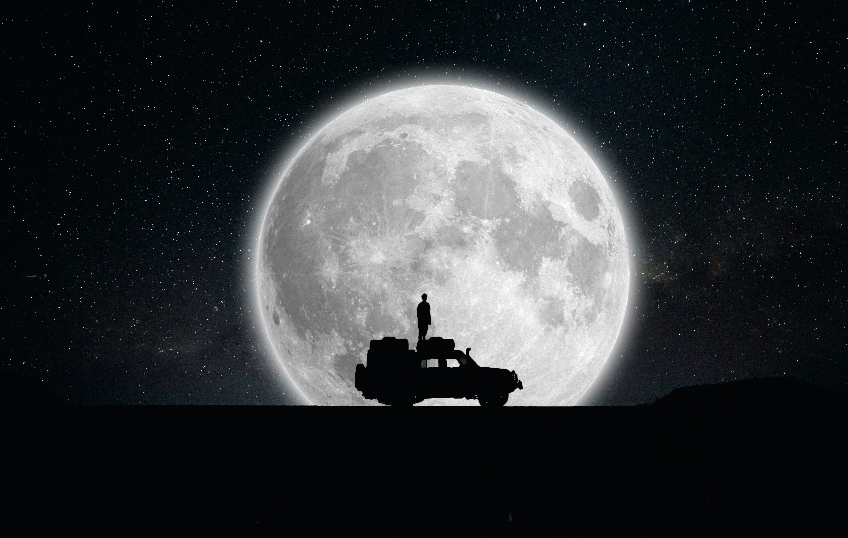 Téléchargez des papiers peints mobile Lune, Voiture, Science Fiction gratuitement.