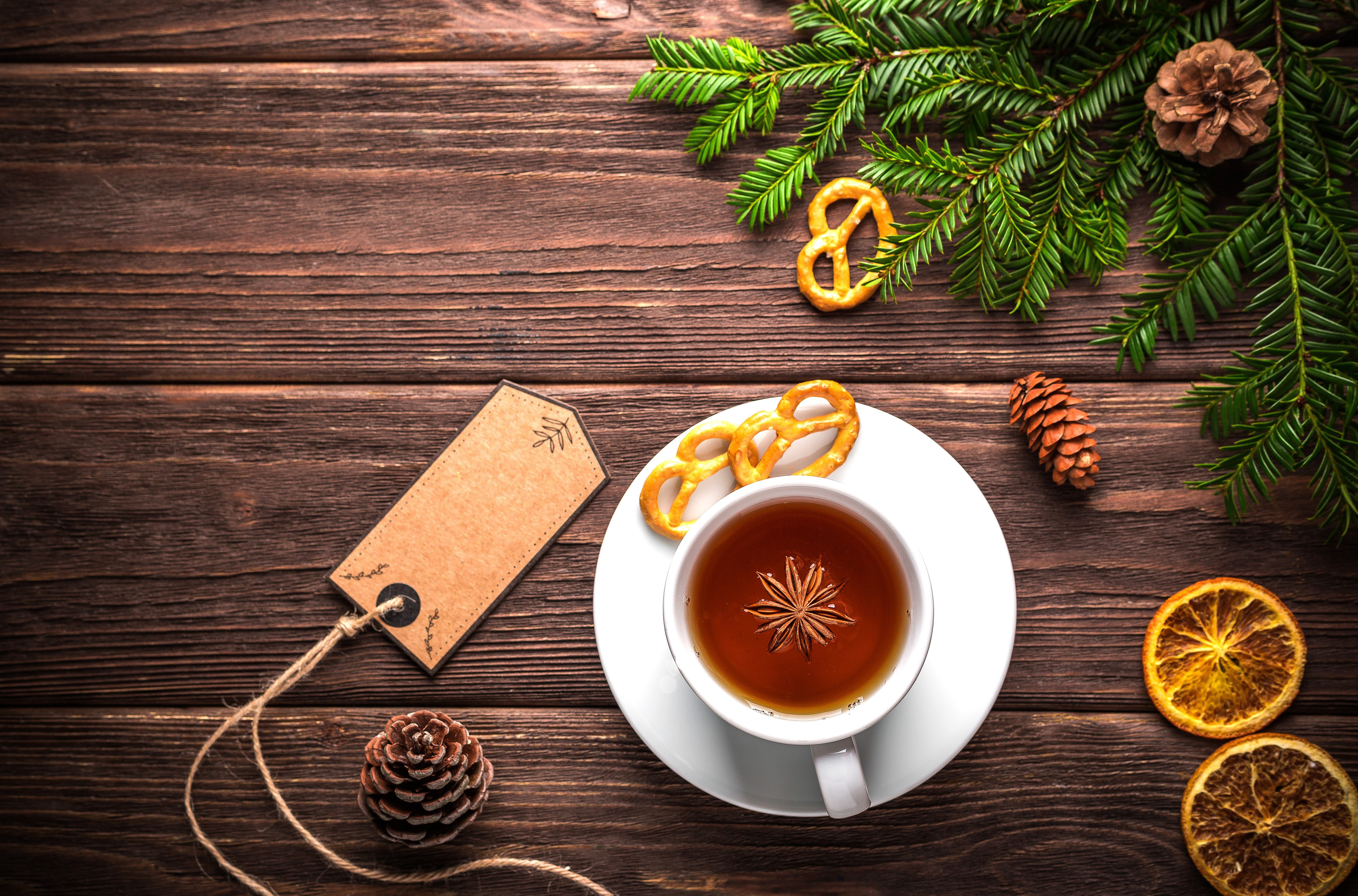 Скачать обои бесплатно Еда, Печенье, Рождество, Чай, Древесина картинка на рабочий стол ПК