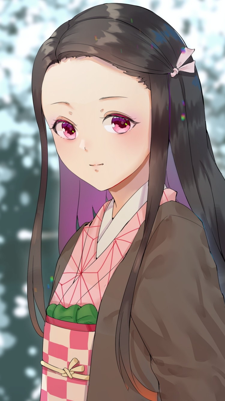 Handy-Wallpaper Animes, Nezuko Kamado, Demon Slayer kostenlos herunterladen.