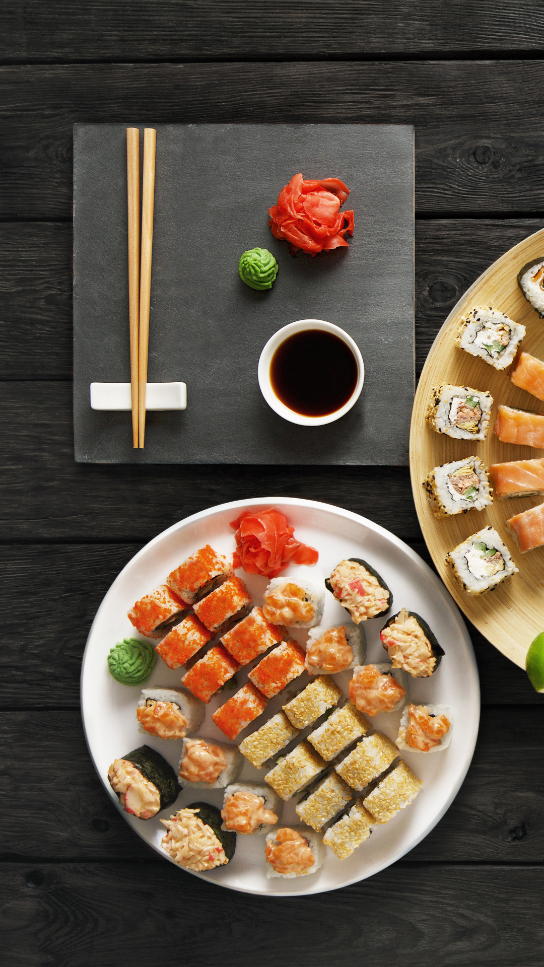 Download mobile wallpaper Food, Sushi, Still Life, Fish, Seafood, Chopsticks for free.
