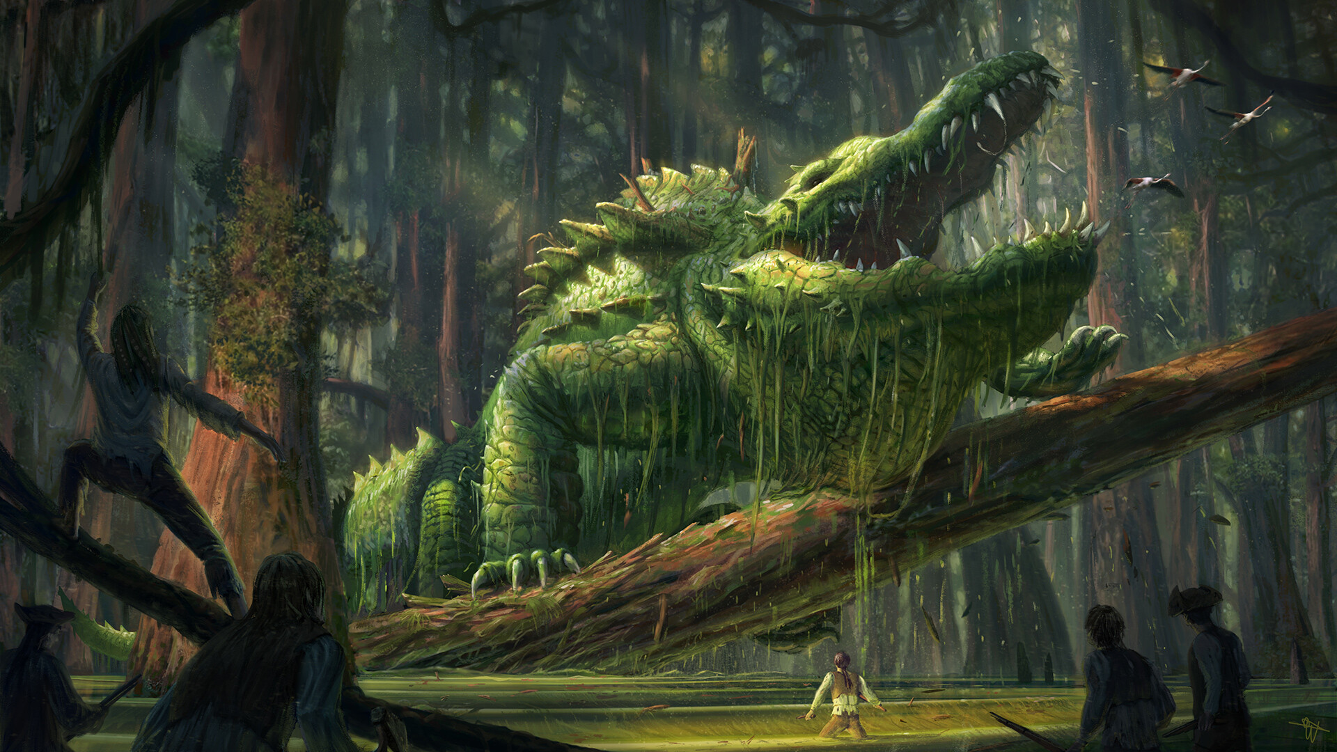 Free download wallpaper People, Fantasy, Forest, Creature, Crocodile, Scary on your PC desktop