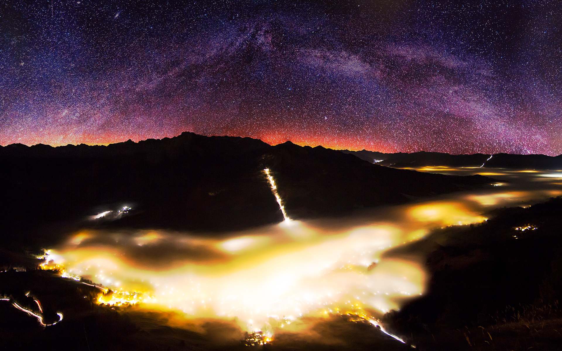 Descarga gratis la imagen Paisaje, Estrellas, Noche, Ciudad, Luz, Galaxia, Panorama, Ciencia Ficción, Estrella, Pintoresco, Atardecer, Lapso De Tiempo en el escritorio de tu PC