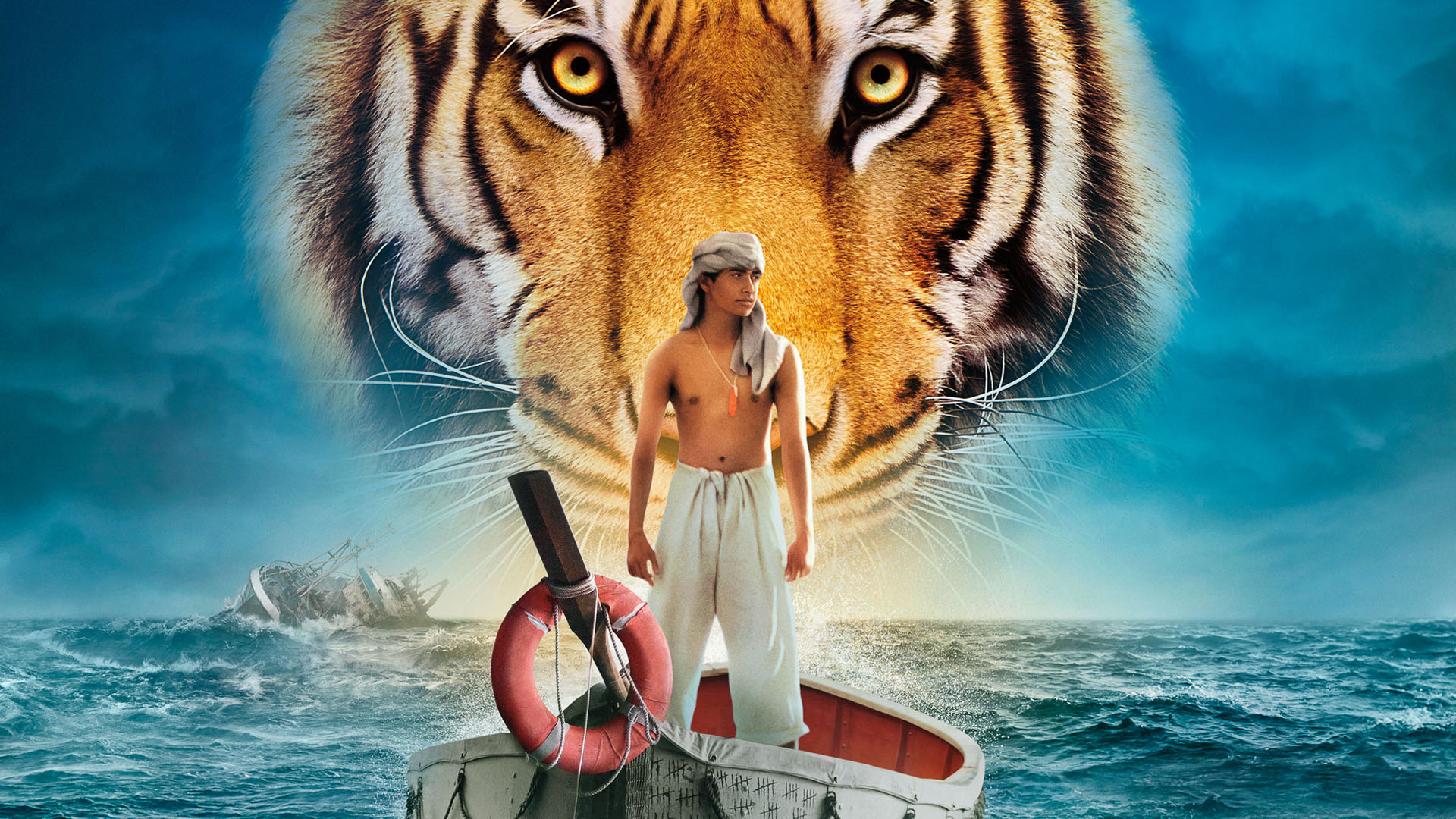 Handy-Wallpaper Tiger, Filme, Life Of Pi: Schiffbruch Mit Tiger kostenlos herunterladen.