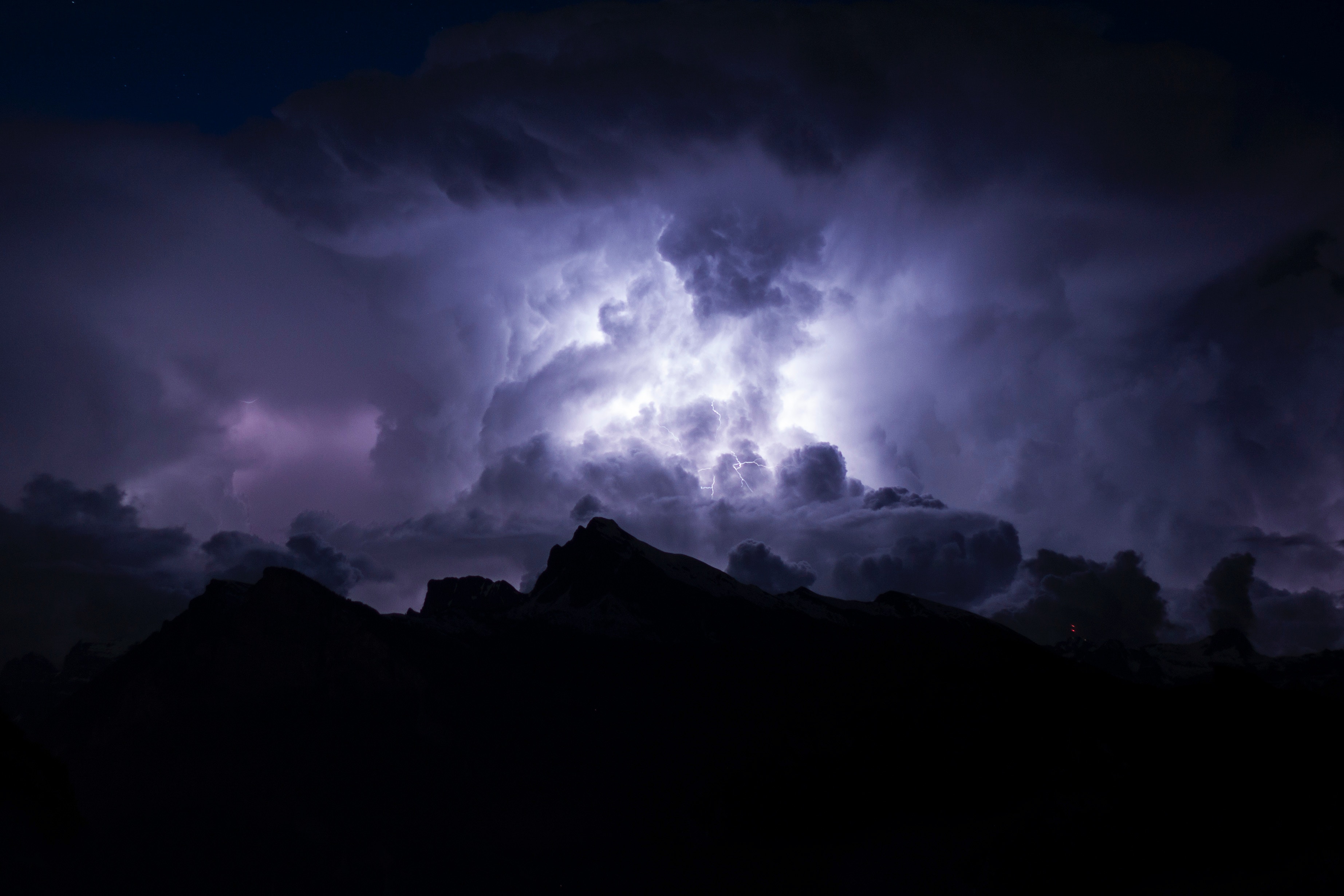 Free download wallpaper Nature, Clouds, Overcast, Night, Mainly Cloudy, Lightning, Dark, Gloomy on your PC desktop
