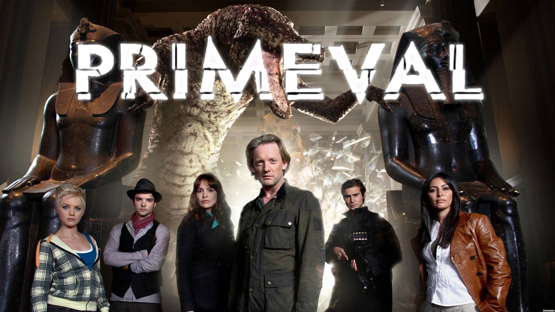 tv show, primeval, abby maitland, andrew lee potts, ben mansfield, claudia brown, connor temple, douglas henshall, hannah spearritt, hilary becker, laila rouass, lucy brown, nick cutter, sarah page