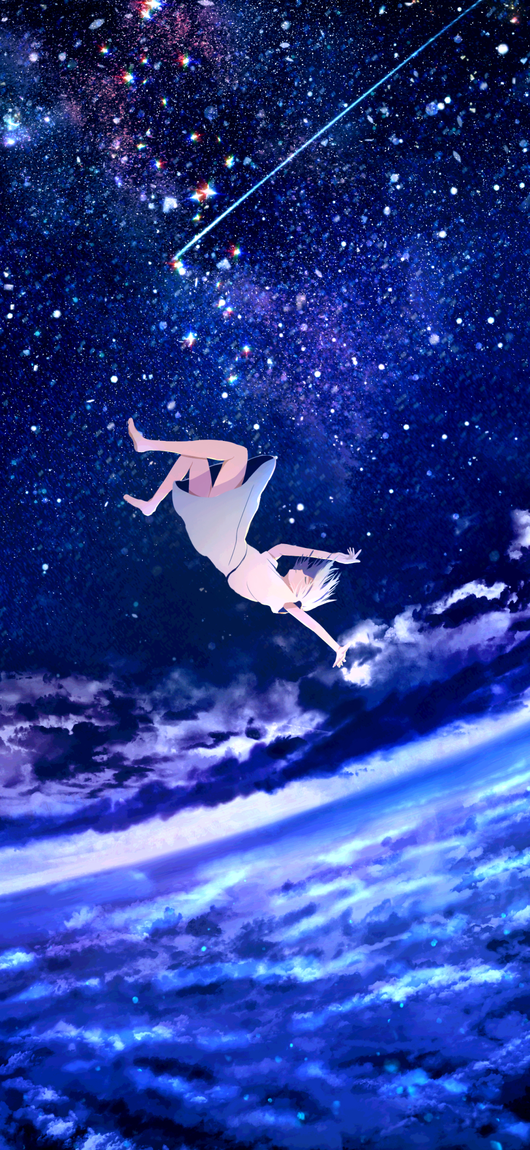 Download mobile wallpaper Anime, Sky, Starry Sky, Girl for free.