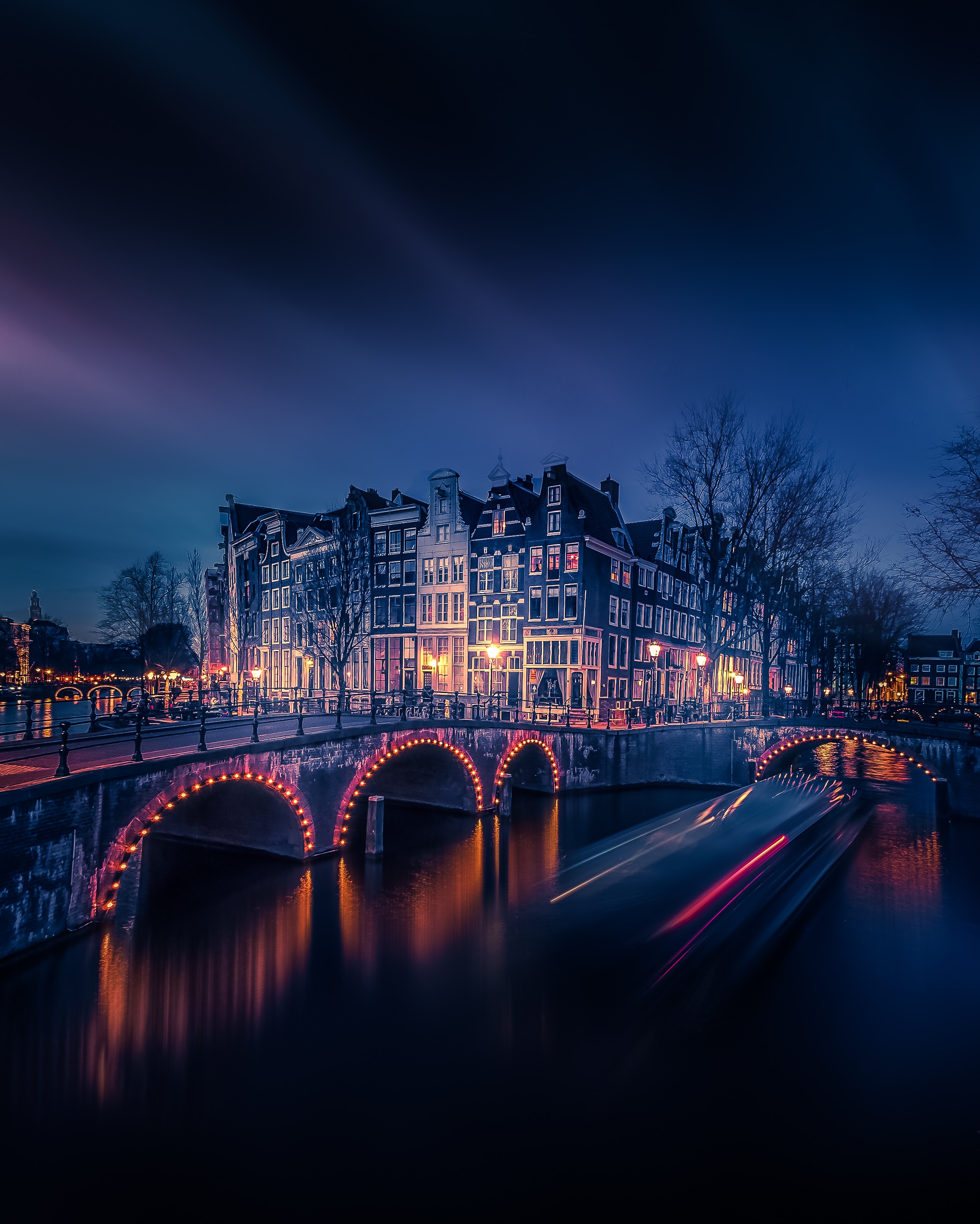amsterdam, channel, cities, rivers, building, bridge wallpaper for mobile