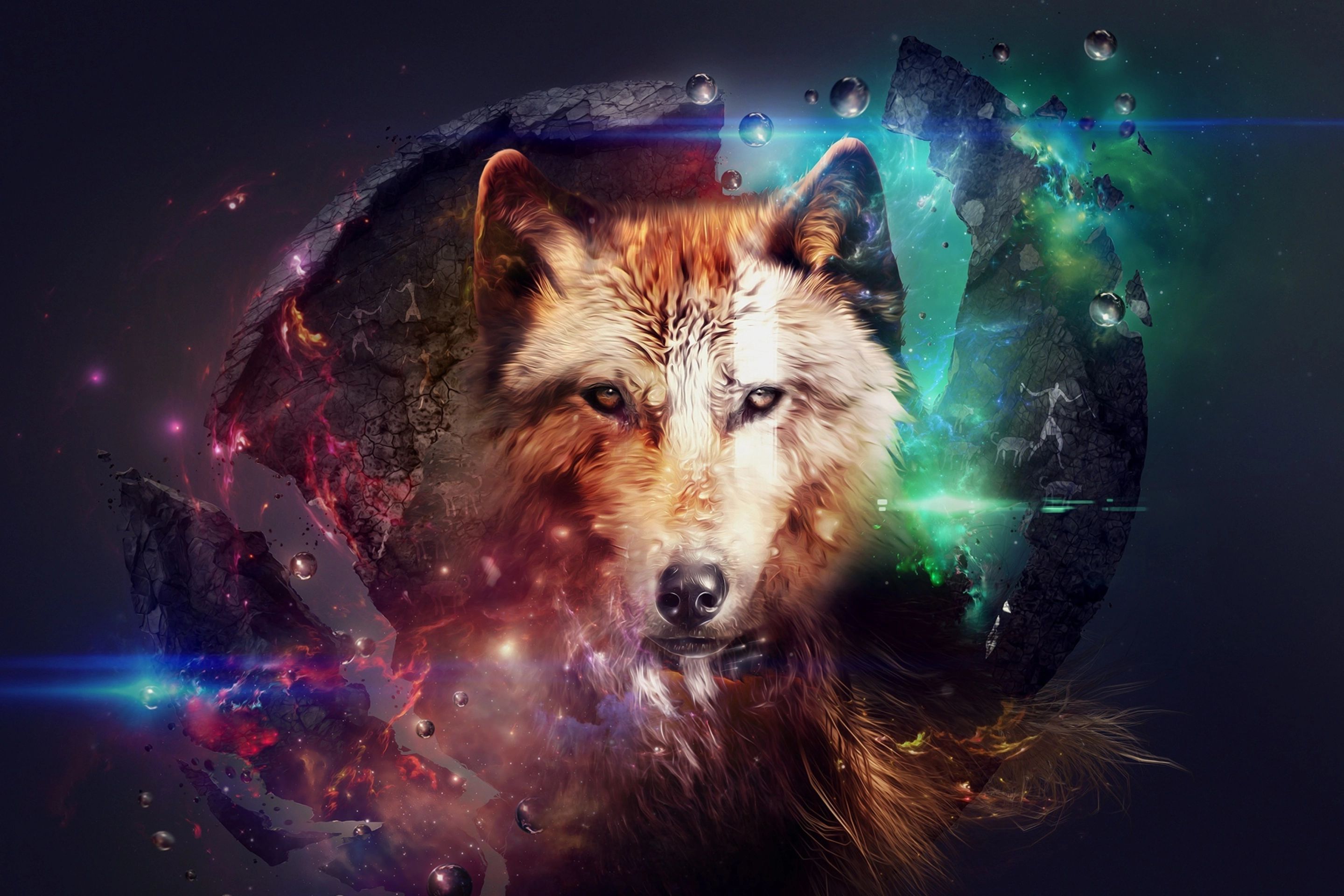 Free download wallpaper Wolf, Animal, Artistic on your PC desktop