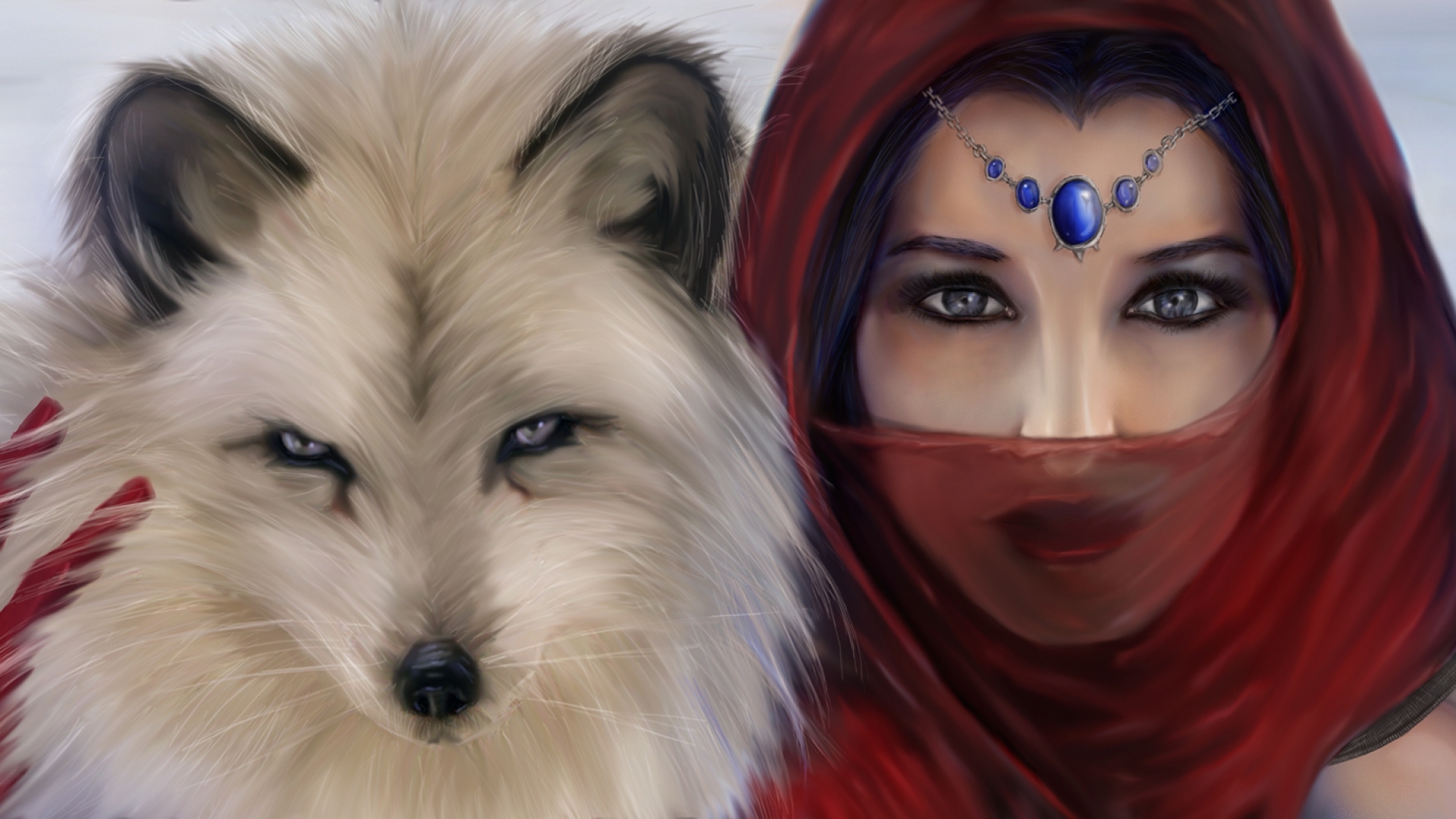 Laden Sie das Fantasie, Wolf, Frauen, Weißer Wolf-Bild kostenlos auf Ihren PC-Desktop herunter