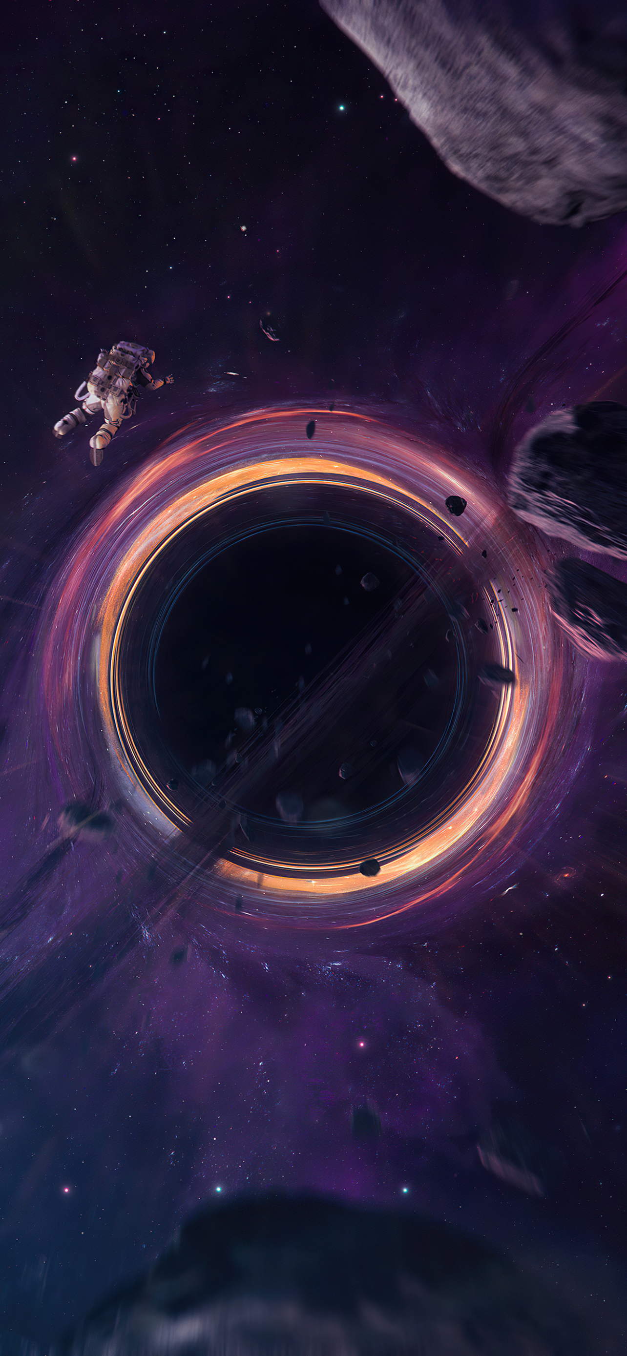 Download mobile wallpaper Space, Sci Fi, Black Hole, Astronaut for free.