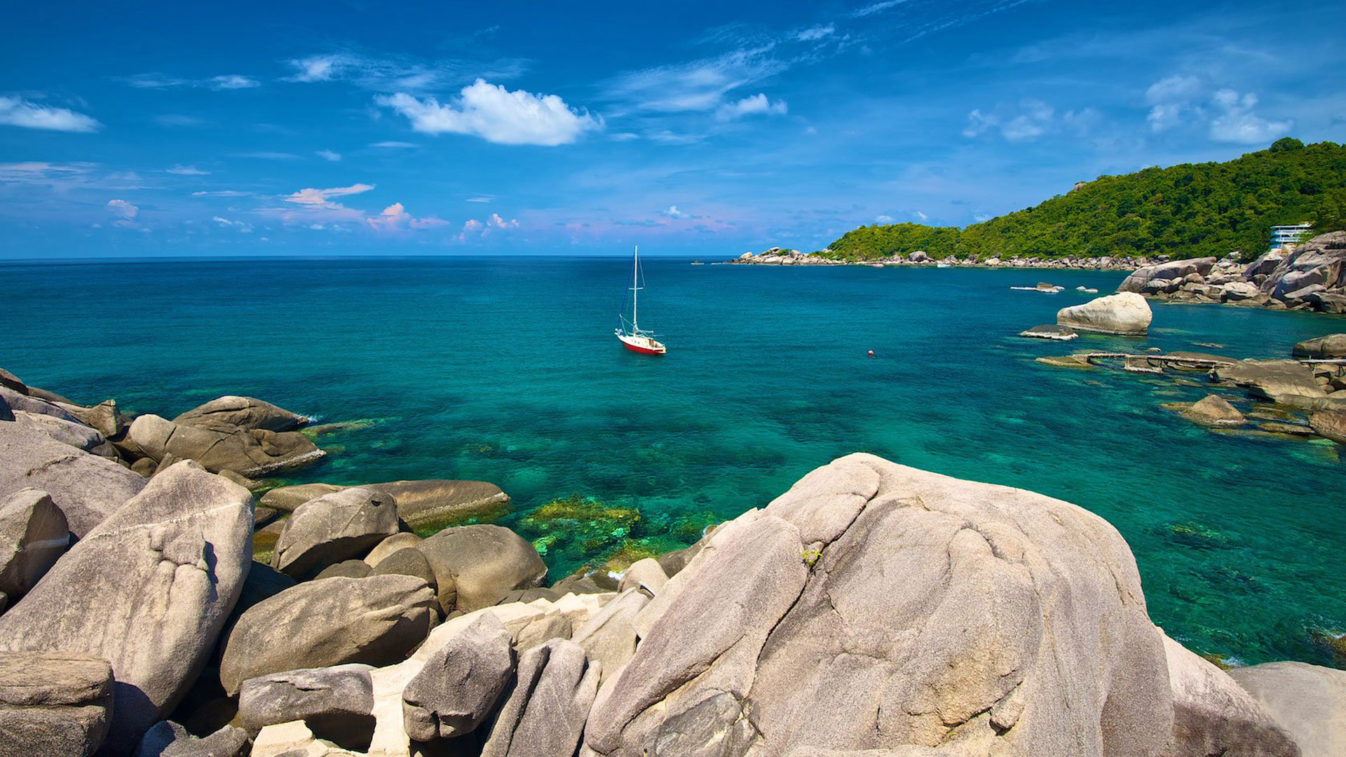 Laden Sie das Horizont, Ozean, Boot, Thailand, Meer, Fahrzeuge, Hin Wong Bucht-Bild kostenlos auf Ihren PC-Desktop herunter