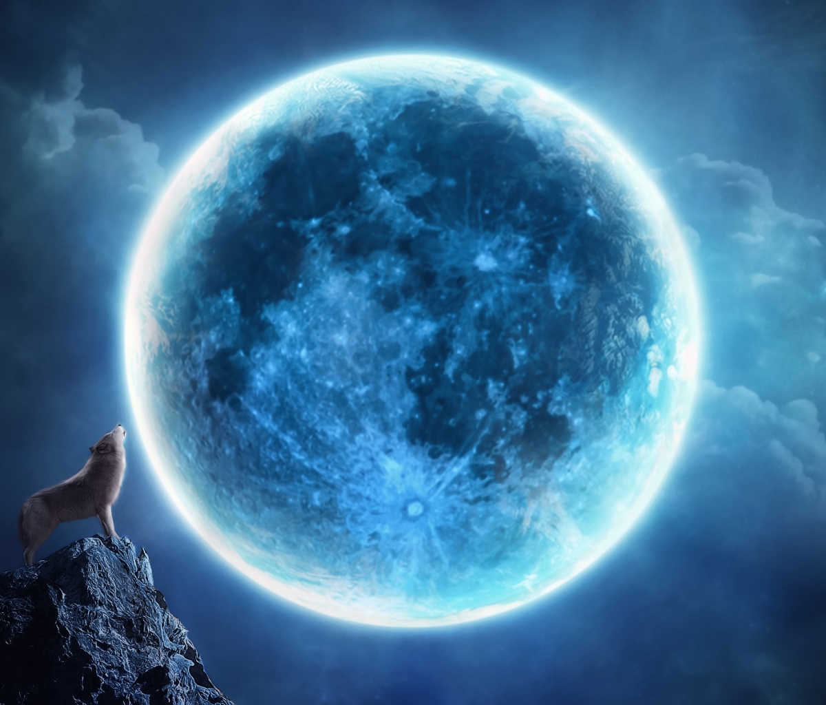 Download mobile wallpaper Fantasy, Moon, Wolf, Fantasy Animals for free.