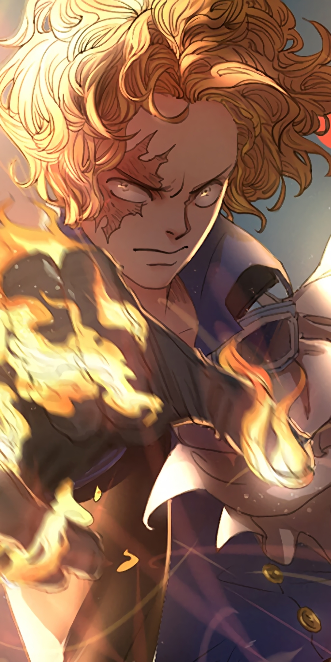Download mobile wallpaper Anime, Fire, Blonde, Yellow Eyes, Angry, One Piece, Sabo (One Piece) for free.